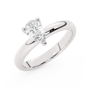 טבעת אירוסין סוליטר דגם 50047 זהב לבן 14 קראט במרכז זירקוניה במשקל כולל של 2.50 קראט בחיתוך טיפה עם תעודה גמולוגית