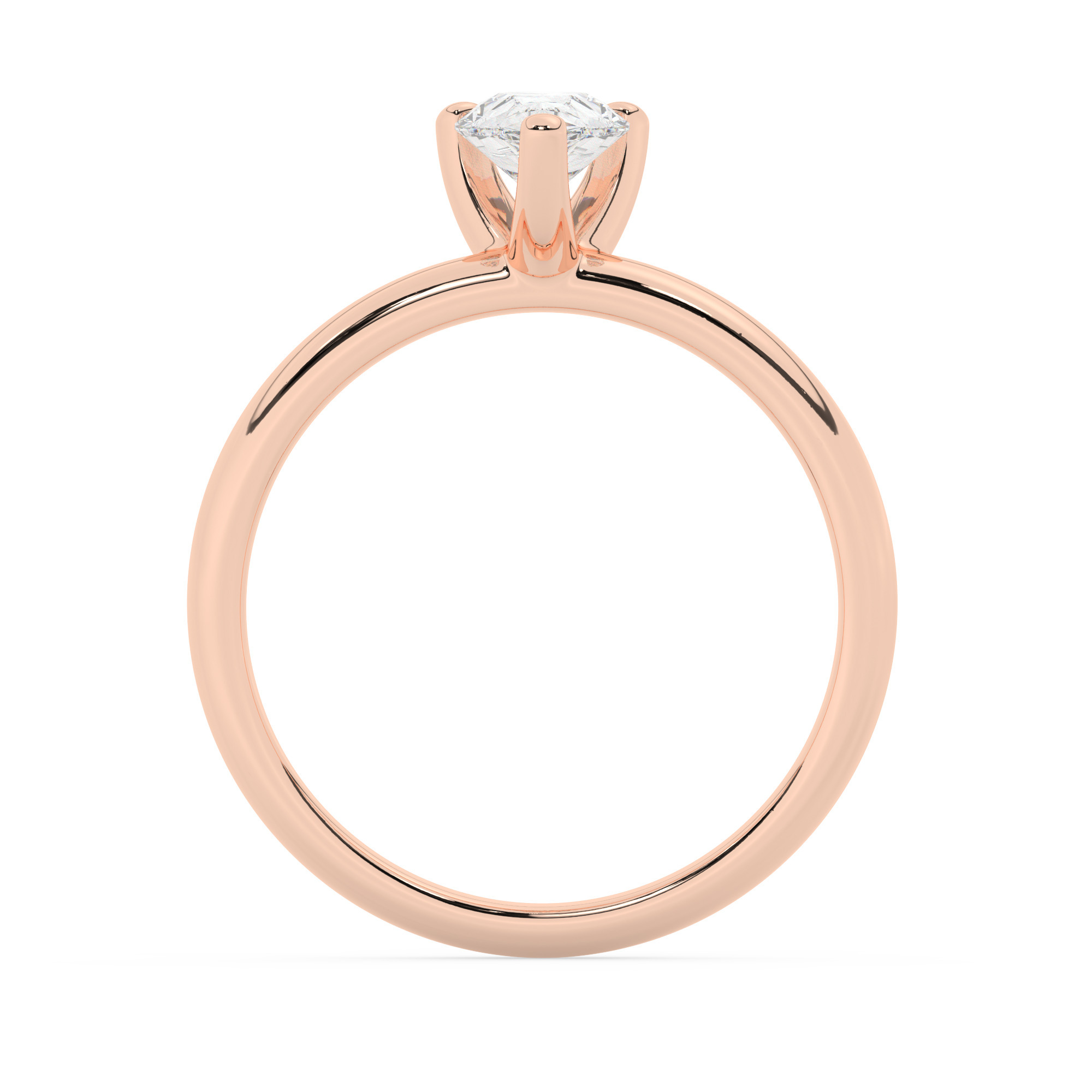 טבעת אירוסין סוליטר דגם 50047 כסף מצופה זהב אדום רוזגולד במרכז זירקוניה במשקל כולל של 3 קראט בחיתוך טיפה עם תעודה גמולוגית – תמונה 3