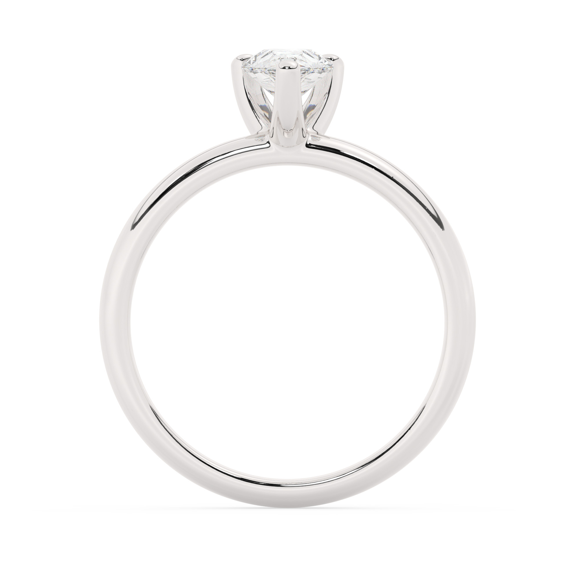 טבעת אירוסין סוליטר דגם 50047 זהב לבן 14 קראט במרכז זירקוניה במשקל כולל של 0.50 קראט בחיתוך טיפה עם תעודה גמולוגית – תמונה 3