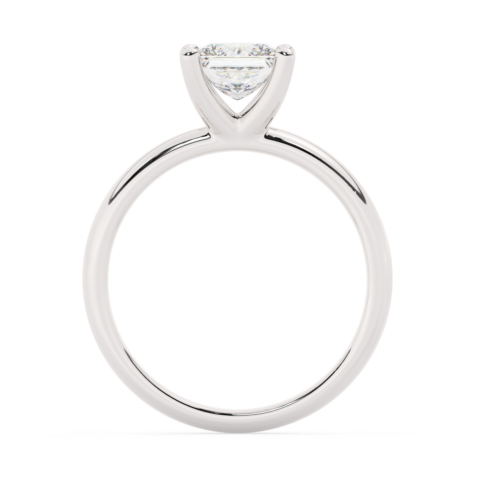 טבעת אירוסין סוליטר דגם 50047 כסף מצופה זהב לבן במרכז יהלום מעבדה במשקל כולל של 1.50 קראט בחיתוך פרינסס עם תעודה גמולוגית אירופאית IGI – תמונה 3
