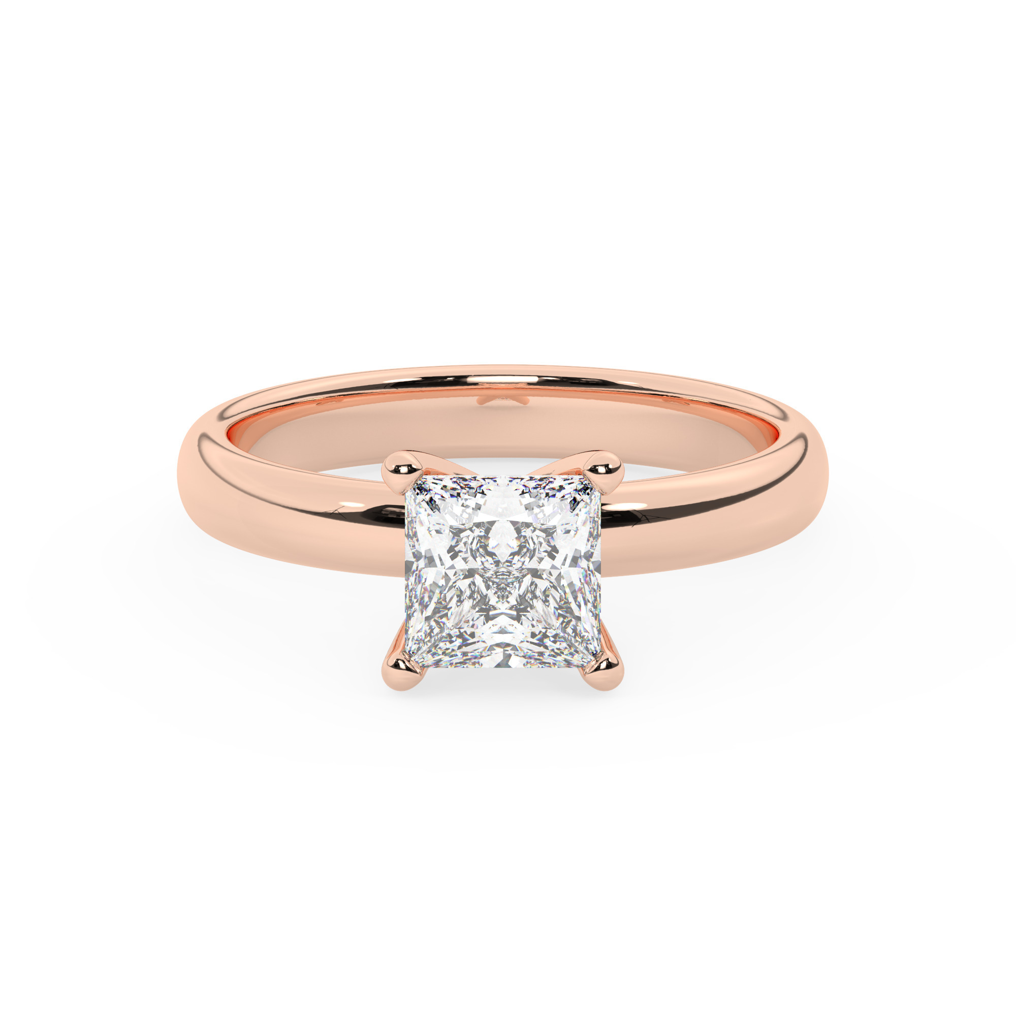 טבעת אירוסין סוליטר דגם 50047 כסף מצופה זהב אדום רוזגולד במרכז זירקוניה במשקל כולל של 4 קראט בחיתוך פרינסס עם תעודה גמולוגית – תמונה 2