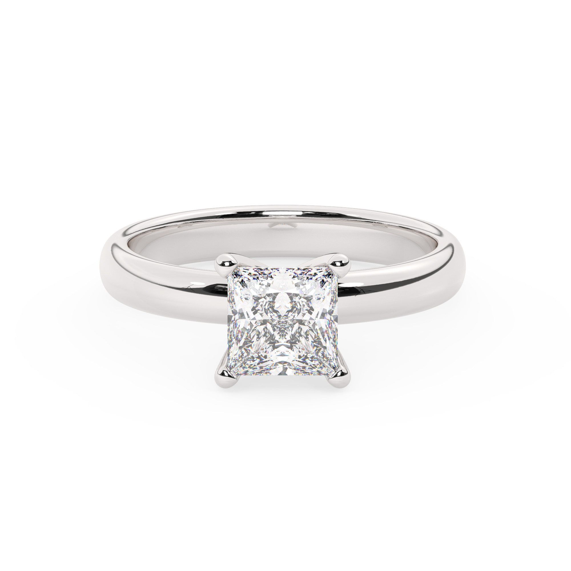 טבעת אירוסין סוליטר דגם 50047 זהב לבן 14 קראט במרכז זירקוניה במשקל כולל של 5 קראט בחיתוך פרינסס עם תעודה גמולוגית – תמונה 2