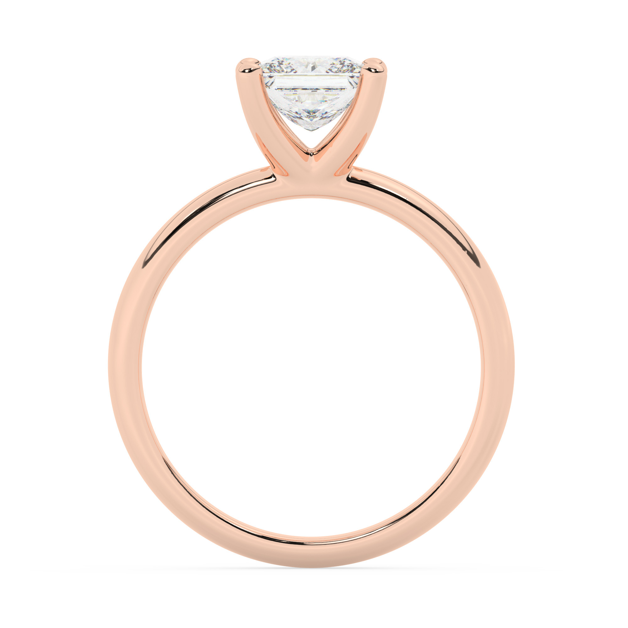 טבעת אירוסין סוליטר דגם 50047 כסף מצופה זהב אדום רוזגולד במרכז יהלום מעבדה במשקל כולל של 0.50 קראט בחיתוך פרינסס עם תעודה גמולוגית – תמונה 3