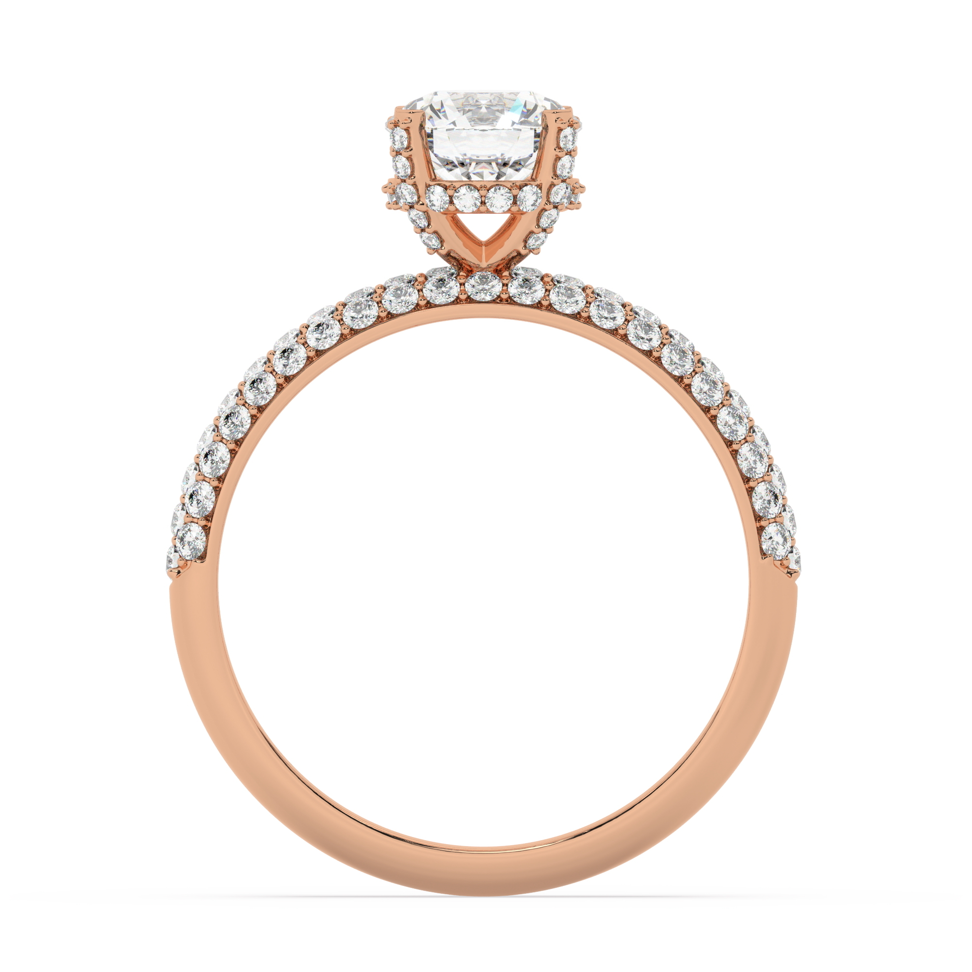 טבעת אירוסין סוליטר ומוסונייט בצדדים דגם 50014 כסף מצופה זהב אדום רוזגולד במרכז אבן מעבדה מוסונייט 1.50 קראט בחיתוך עגול עם תעודה גמולוגית בינלאומית GRA מסביב ובצדדים אבני מעבדה מוסונייט במשקל כולל של 0.50 קראט בחיתוך עגול – תמונה 3