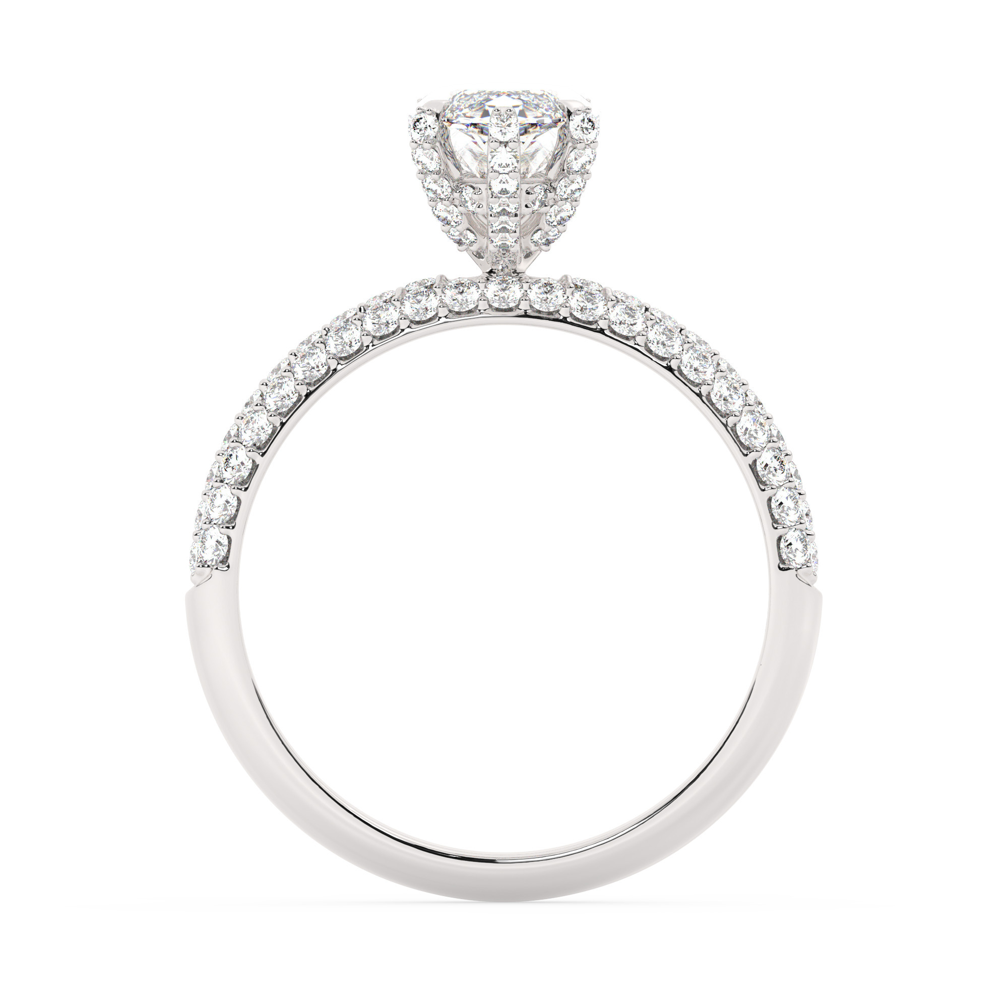 טבעת אירוסין סוליטר וזירקונים בצדדים דגם 50014 זהב לבן 14 קראט במרכז זירקוניה 1 קראט בחיתוך מרקיזה מסביב ובצדדים זירקונים בחיתוך עגול – תמונה 3