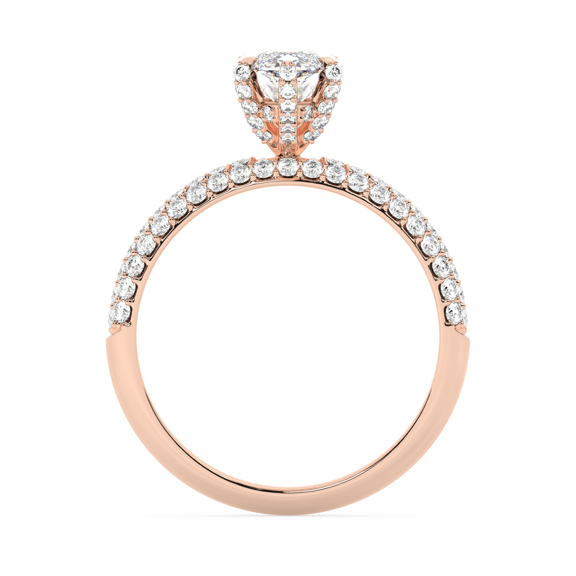 טבעת אירוסין סוליטר וזירקונים בצדדים דגם 50014 זהב אדום רוזגולד 14 קראט במרכז זירקוניה 0.50 קראט בחיתוך מרקיזה מסביב ובצדדים זירקונים בחיתוך עגול – תמונה 3