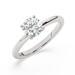 טבעת אירוסין סוליטר דגם 50016 כסף מצופה זהב לבן במרכז יהלום מעבדה במשקל כולל של 1.50 קראט בחיתוך עגול עם תעודה גמולוגית אירופאית IGI