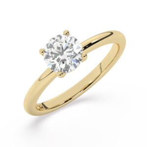 טבעת אירוסין סוליטר דגם 50016 כסף מצופה זהב צהוב במרכז יהלום מעבדה במשקל כולל של 1.50 קראט בחיתוך עגול עם תעודה גמולוגית אירופאית IGI