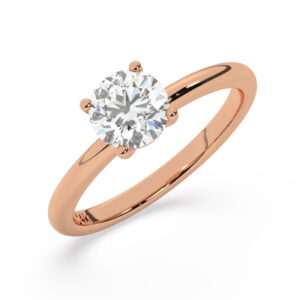 טבעת אירוסין סוליטר דגם 50016 כסף מצופה זהב אדום רוזגולד במרכז יהלום מעבדה במשקל כולל של 1.50 קראט בחיתוך עגול עם תעודה גמולוגית אירופאית IGI