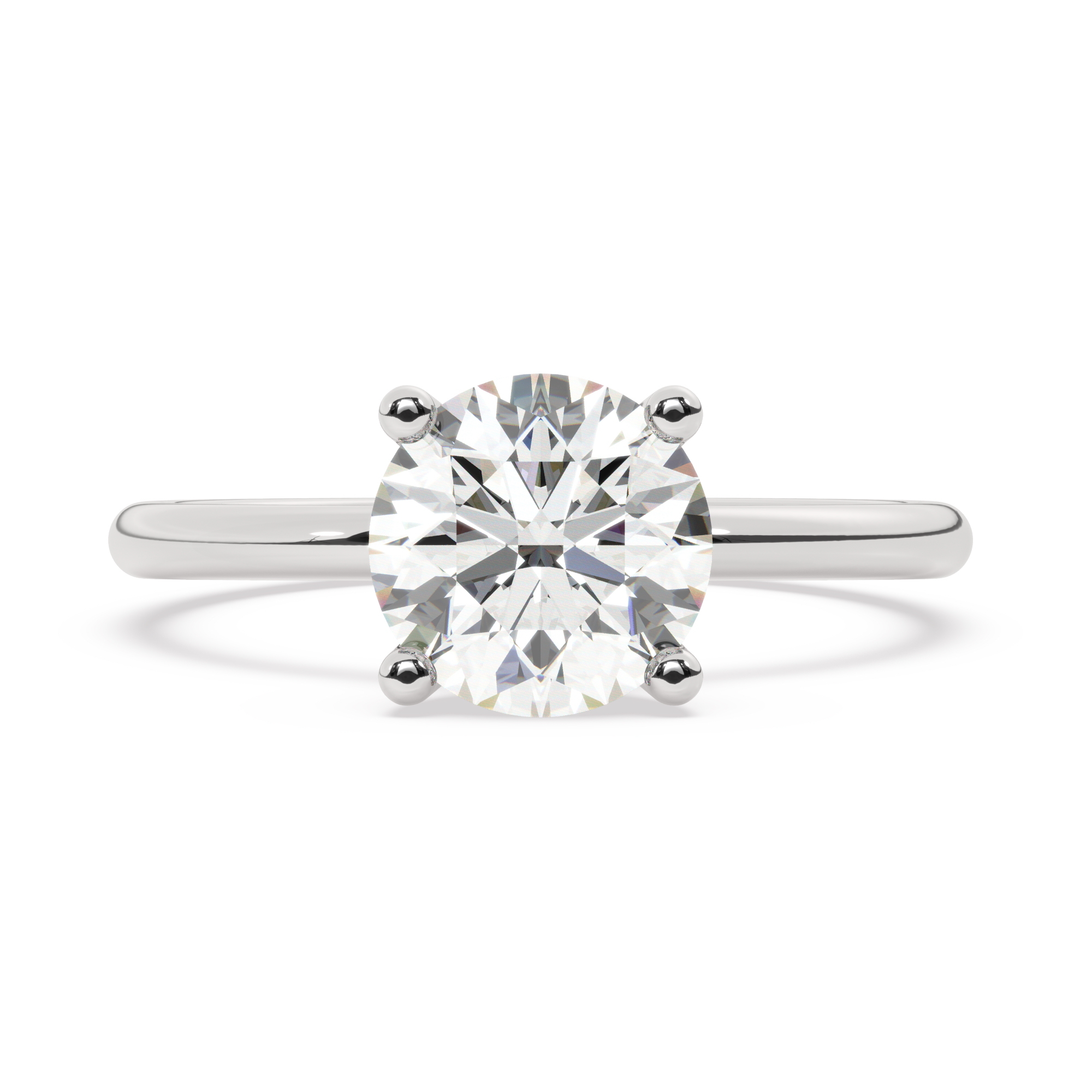 טבעת אירוסין סוליטר דגם 50016 כסף מצופה זהב לבן במרכז יהלום מעבדה במשקל כולל של 2 קראט בחיתוך עגול עם תעודה גמולוגית אירופאית IGI – תמונה 2