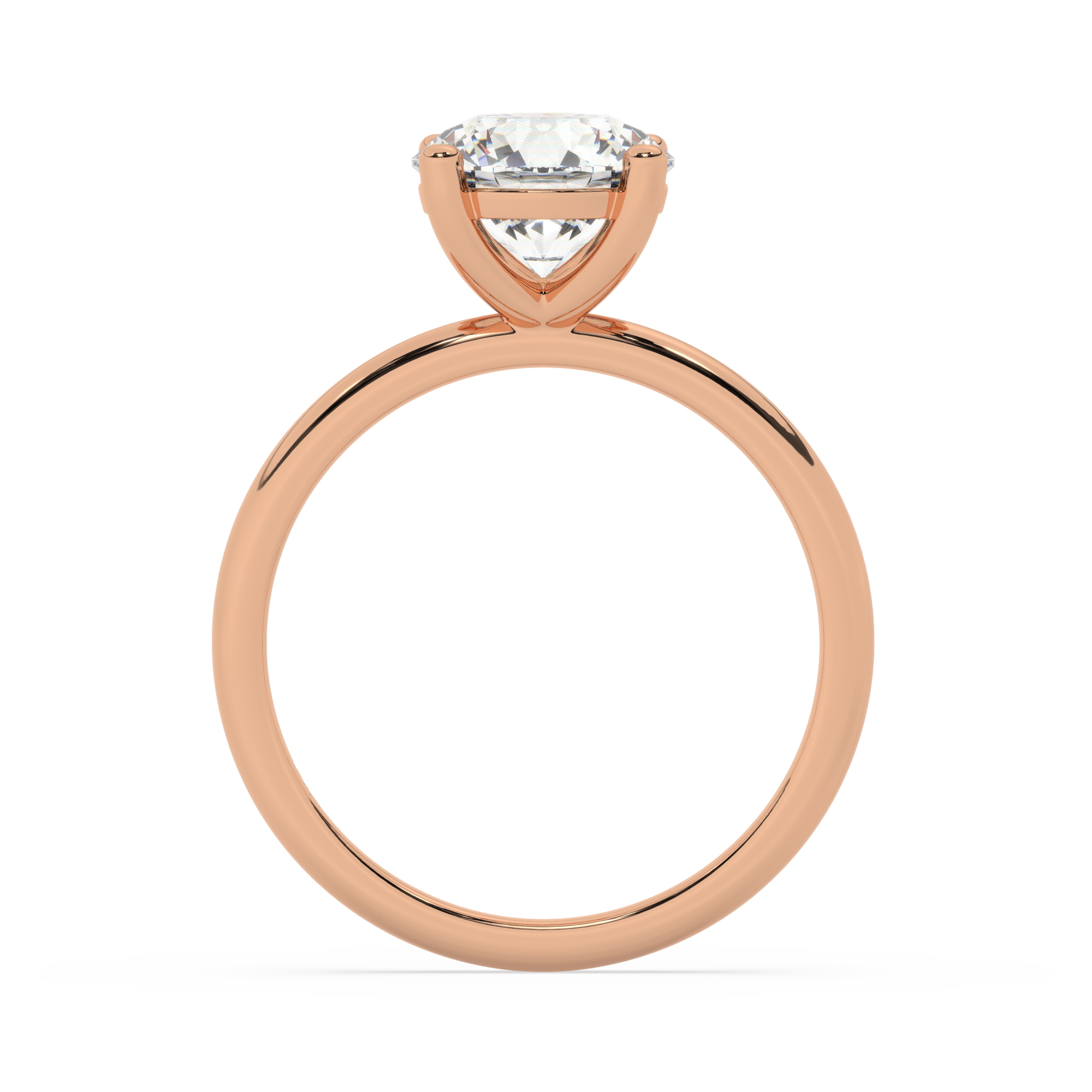 טבעת אירוסין סוליטר דגם 50016 כסף מצופה זהב אדום רוזגולד במרכז יהלום מעבדה במשקל כולל של 2 קראט בחיתוך עגול עם תעודה גמולוגית אירופאית IGI – תמונה 3