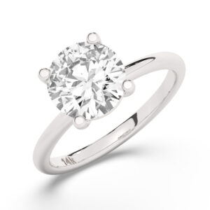 טבעת אירוסין סוליטר דגם 50016 כסף מצופה זהב לבן במרכז אבן מעבדה מוסונייט במשקל כולל של 4 קראט בחיתוך עגול עם תעודה גמולוגית בינלאומית GRA