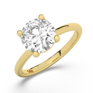 טבעת אירוסין סוליטר דגם 50016 כסף מצופה זהב צהוב במרכז אבן מעבדה מוסונייט במשקל כולל של 5 קראט בחיתוך עגול עם תעודה גמולוגית בינלאומית GRA