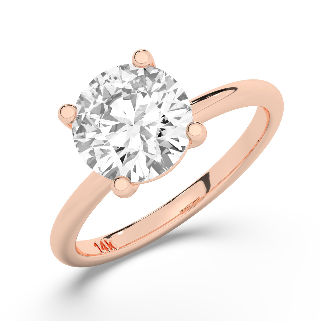 טבעת אירוסין סוליטר דגם 50016 כסף מצופה זהב אדום רוזגולד במרכז אבן מעבדה מוסונייט במשקל כולל של 5 קראט בחיתוך עגול עם תעודה גמולוגית בינלאומית GRA