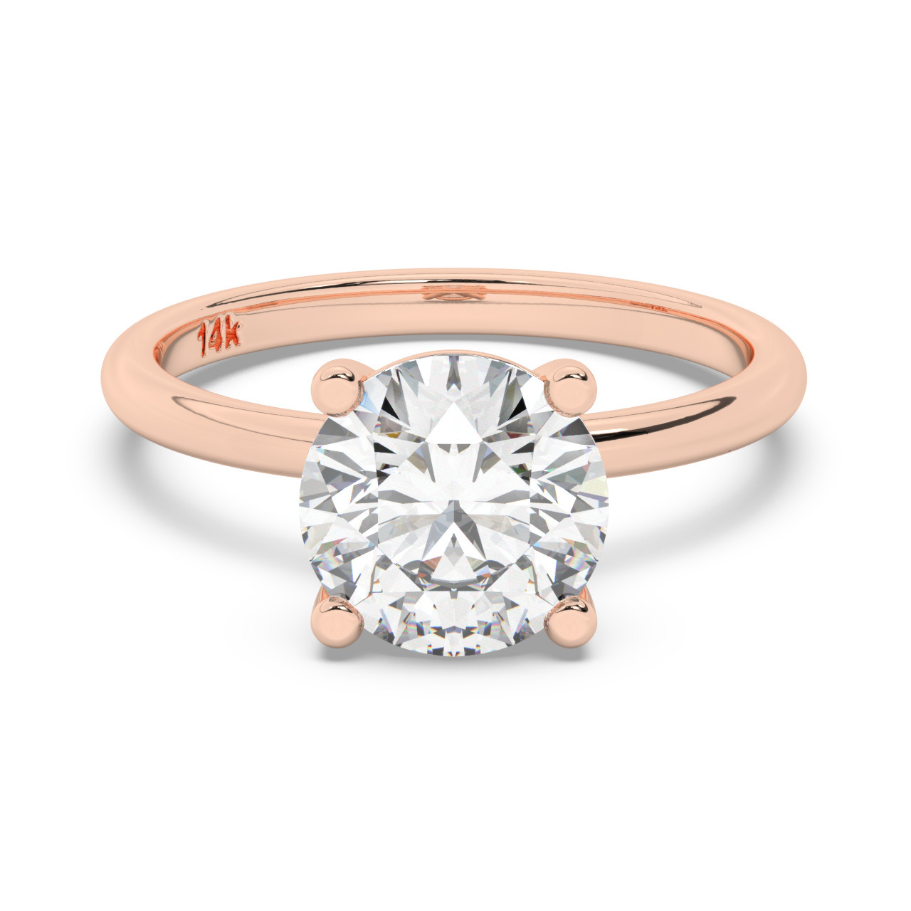 טבעת אירוסין סוליטר דגם 50016 כסף מצופה זהב אדום רוזגולד במרכז אבן מעבדה מוסונייט במשקל כולל של 5 קראט בחיתוך עגול עם תעודה גמולוגית בינלאומית GRA – תמונה 2