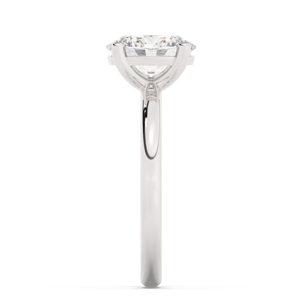 טבעת אירוסין סוליטר דגם 50016 כסף מצופה זהב לבן במרכז יהלום מעבדה במשקל כולל של 2 קראט בחיתוך אובל עם תעודה גמולוגית אירופאית IGI – תמונה 4