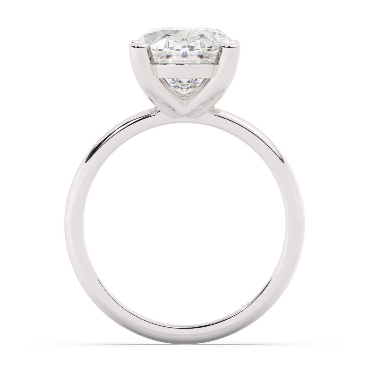 טבעת אירוסין סוליטר דגם 50016 כסף מצופה זהב לבן במרכז אבן מעבדה מוסונייט במשקל כולל של 4 קראט בחיתוך אובל עם תעודה גמולוגית בינלאומית GRA – תמונה 3