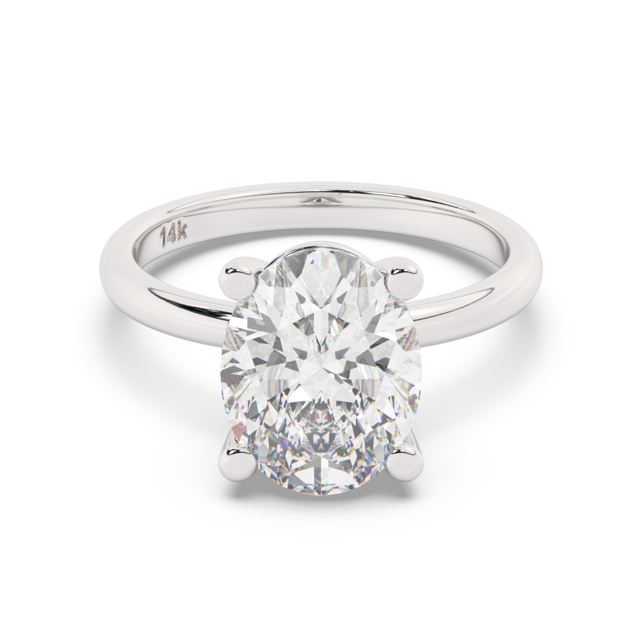 טבעת אירוסין סוליטר דגם 50016 כסף מצופה זהב לבן במרכז אבן מעבדה מוסונייט במשקל כולל של 5 קראט בחיתוך אובל עם תעודה גמולוגית בינלאומית GRA – תמונה 2