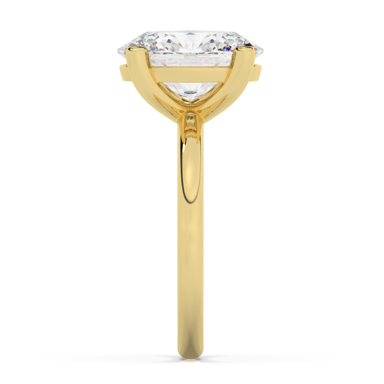 טבעת אירוסין סוליטר דגם 50016 כסף מצופה זהב צהוב במרכז אבן מעבדה מוסונייט במשקל כולל של 5 קראט בחיתוך אובל עם תעודה גמולוגית בינלאומית GRA – תמונה 4