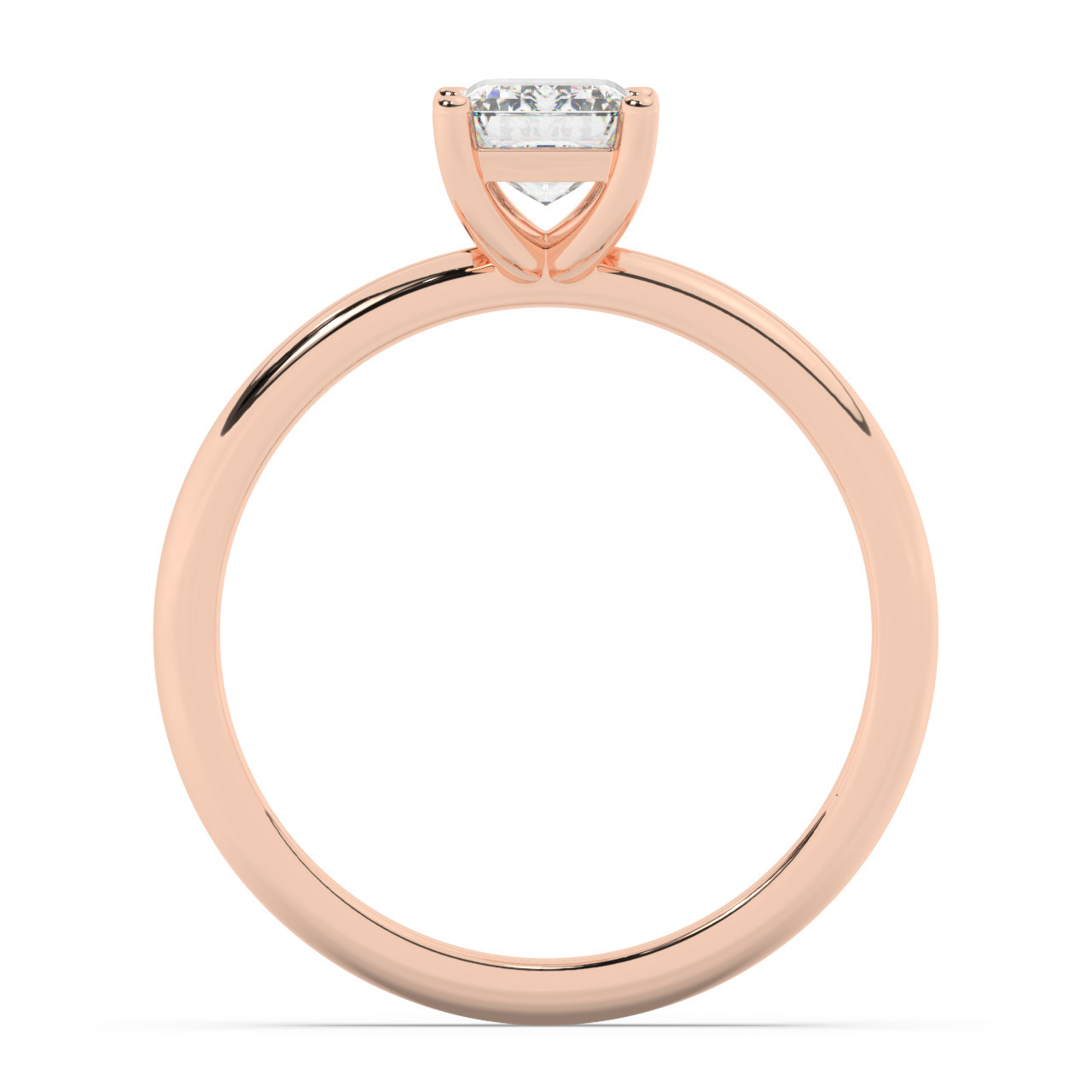 טבעת אירוסין סוליטר דגם 50016 כסף מצופה זהב אדום רוזגולד במרכז יהלום מעבדה במשקל כולל של 1.50 קראט בחיתוך אמרלד עם תעודה גמולוגית אירופאית IGI – תמונה 3