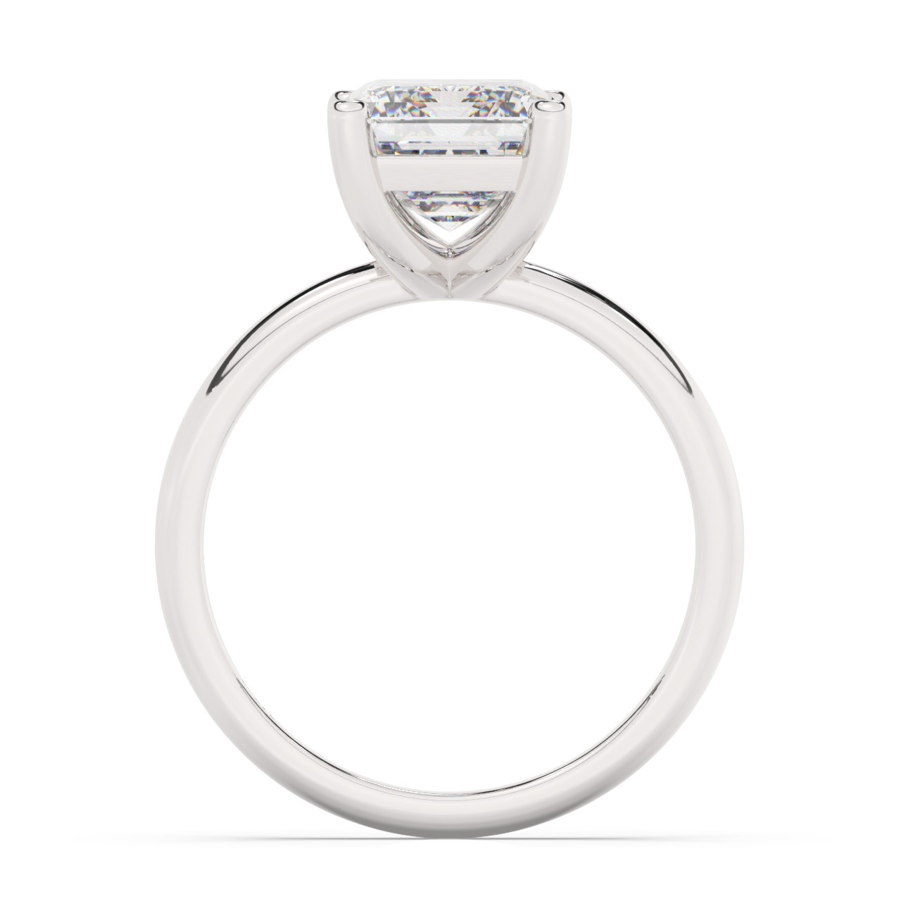 טבעת אירוסין סוליטר דגם 50016 כסף מצופה זהב לבן במרכז יהלום מעבדה במשקל כולל של 3 קראט בחיתוך אמרלד עם תעודה גמולוגית אירופאית IGI – תמונה 3