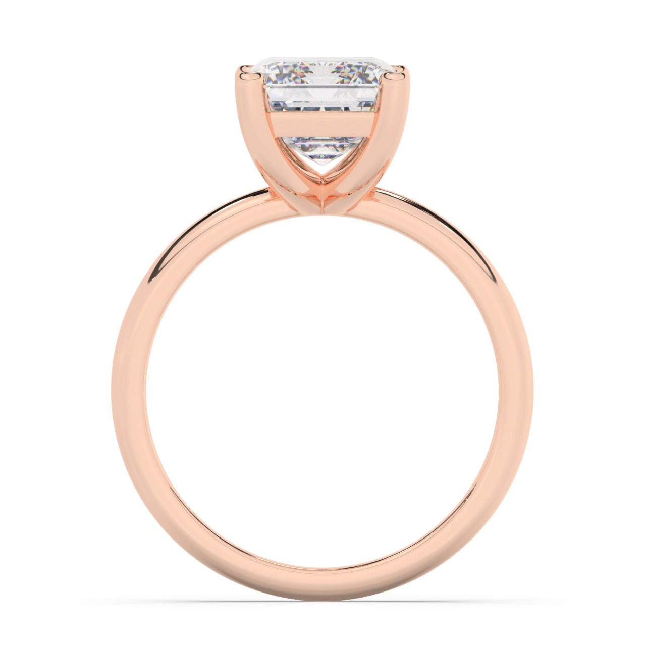 טבעת אירוסין סוליטר דגם 50016 כסף מצופה זהב אדום רוזגולד במרכז אבן מעבדה מוסונייט במשקל כולל של 4 קראט בחיתוך אמרלד עם תעודה גמולוגית בינלאומית GRA – תמונה 3