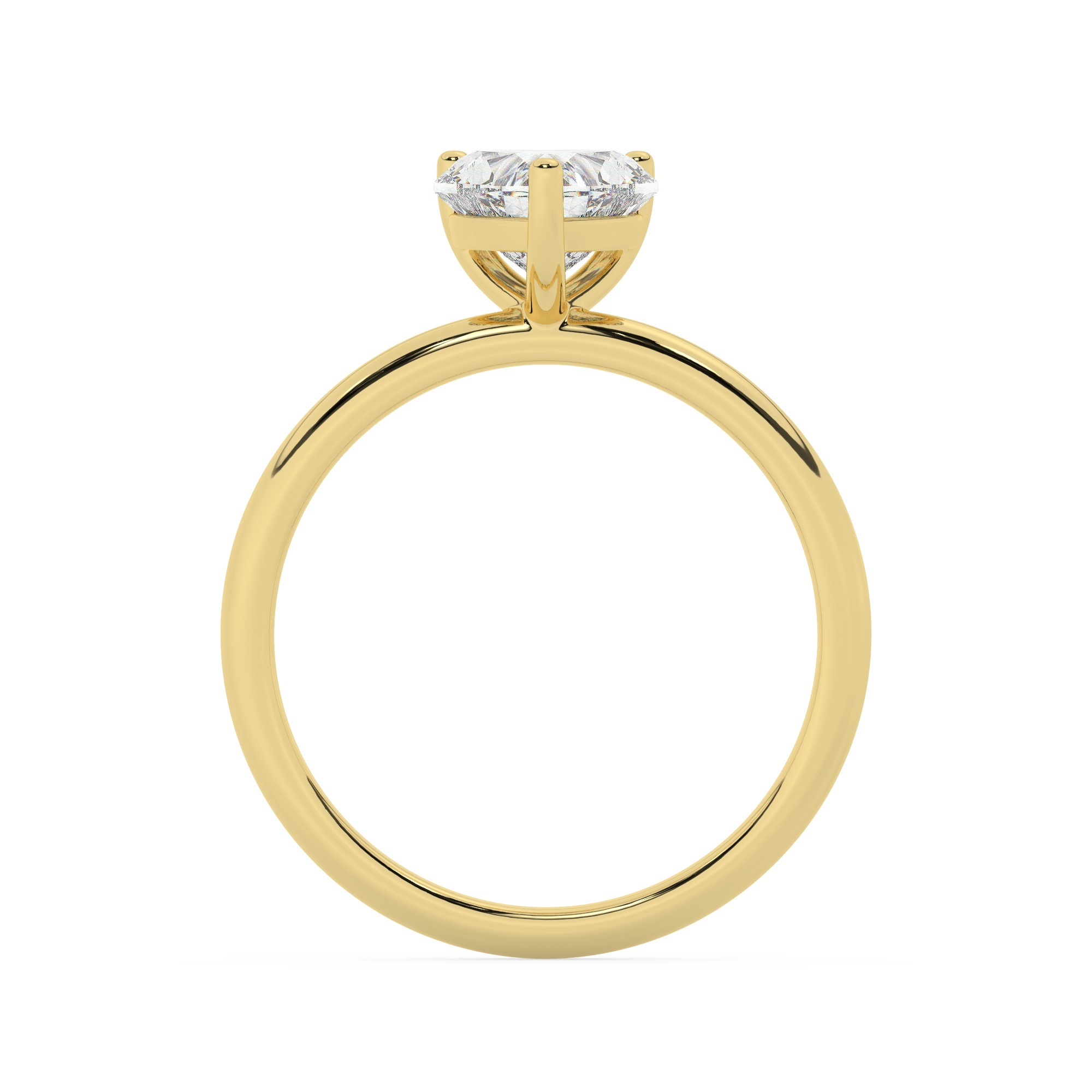 טבעת אירוסין סוליטר דגם 50016 כסף מצופה זהב צהוב במרכז יהלום מעבדה במשקל כולל של 2 קראט בחיתוך לב עם תעודה גמולוגית אירופאית IGI – תמונה 3