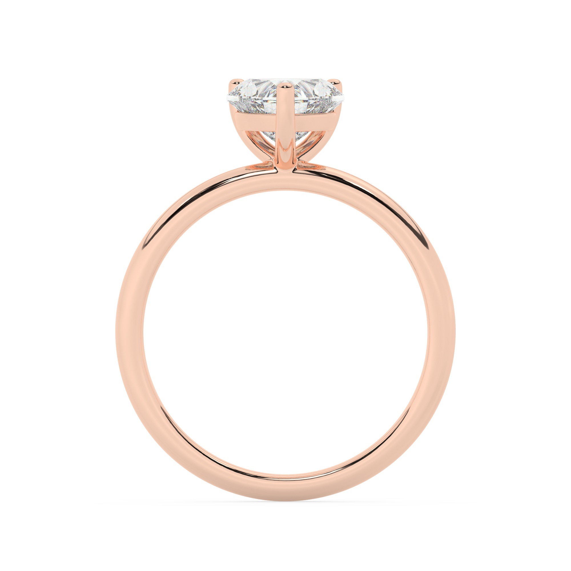 טבעת אירוסין סוליטר דגם 50016 כסף מצופה זהב אדום רוזגולד במרכז יהלום מעבדה במשקל כולל של 2 קראט בחיתוך לב עם תעודה גמולוגית אירופאית IGI – תמונה 3