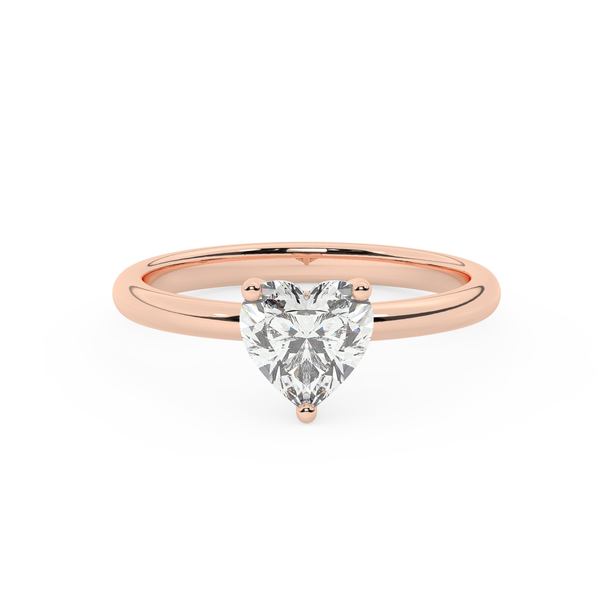 טבעת אירוסין סוליטר דגם 50016 כסף מצופה זהב אדום רוזגולד במרכז יהלום מעבדה במשקל כולל של 2 קראט בחיתוך לב עם תעודה גמולוגית אירופאית IGI – תמונה 2