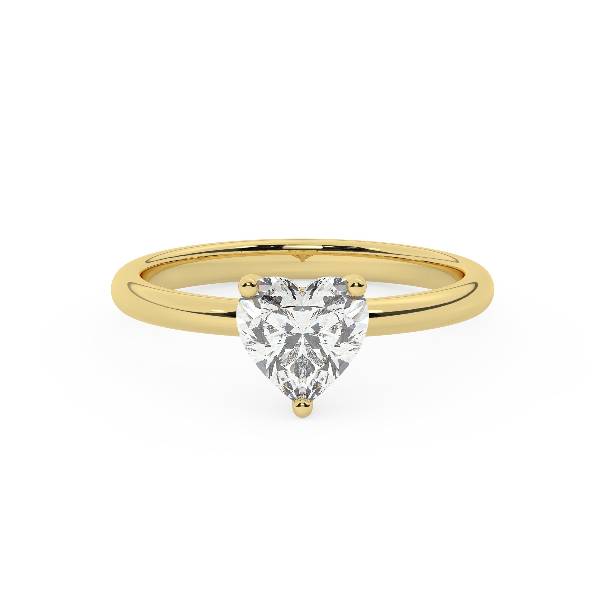 טבעת אירוסין סוליטר דגם 50016 כסף מצופה זהב צהוב במרכז אבן מעבדה מוסונייט במשקל כולל של 4 קראט בחיתוך לב עם תעודה גמולוגית בינלאומית GRA – תמונה 2