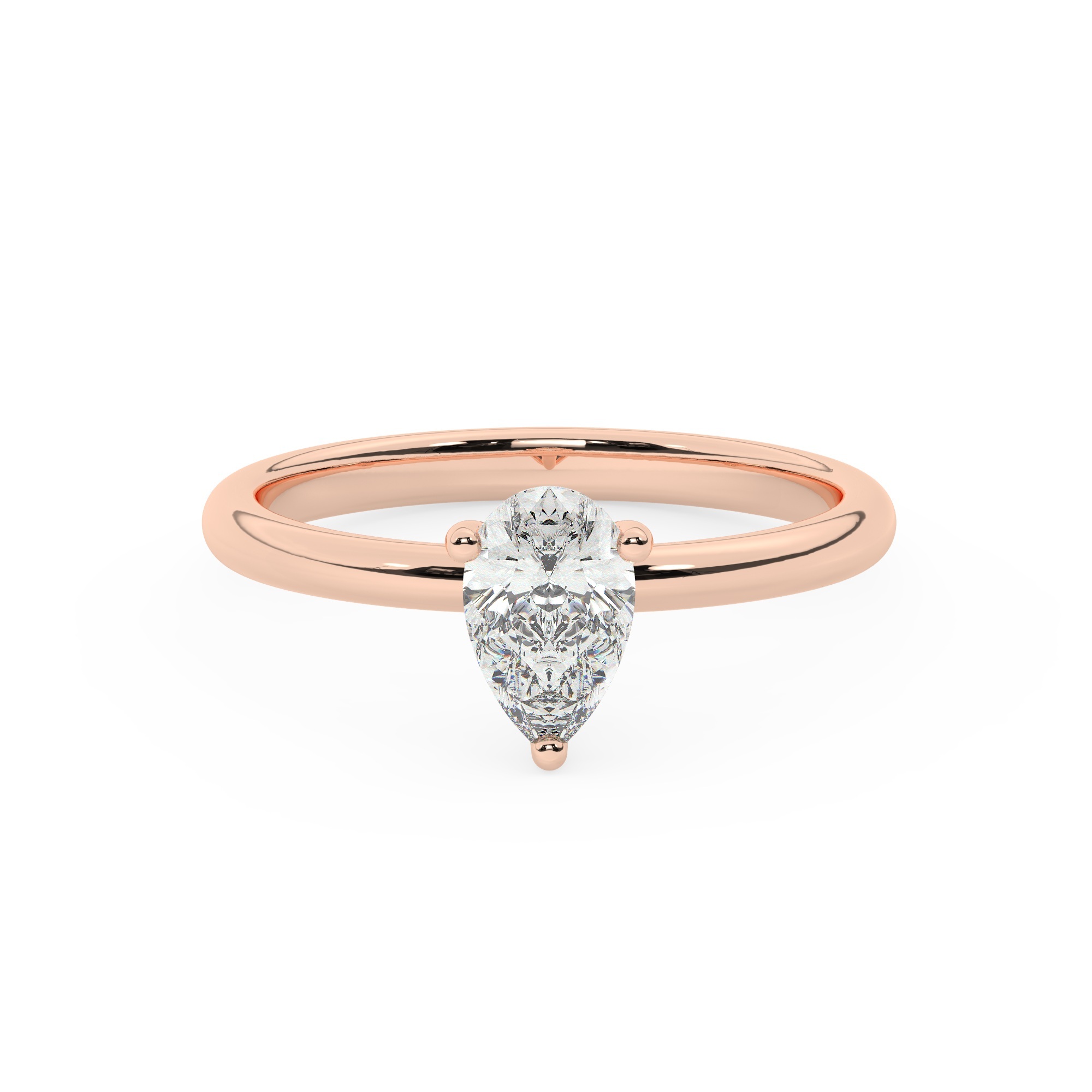 טבעת אירוסין סוליטר דגם 50016 כסף מצופה זהב אדום רוזגולד במרכז אבן מעבדה מוסונייט במשקל כולל של 4 קראט בחיתוך טיפה עם תעודה גמולוגית בינלאומית GRA – תמונה 2