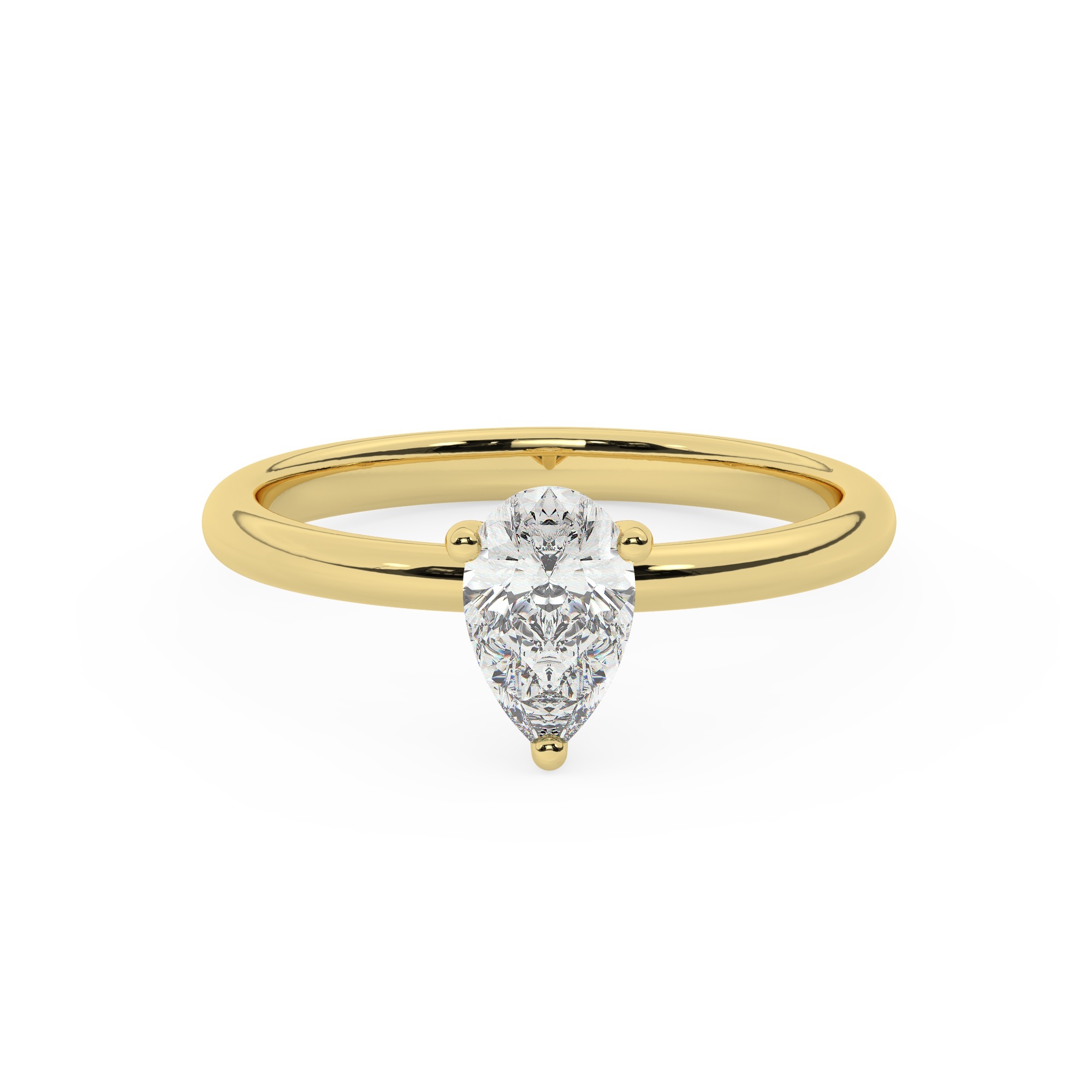 טבעת אירוסין סוליטר דגם 50016 כסף מצופה זהב צהוב במרכז אבן מעבדה מוסונייט במשקל כולל של 5 קראט בחיתוך טיפה עם תעודה גמולוגית בינלאומית GRA – תמונה 2