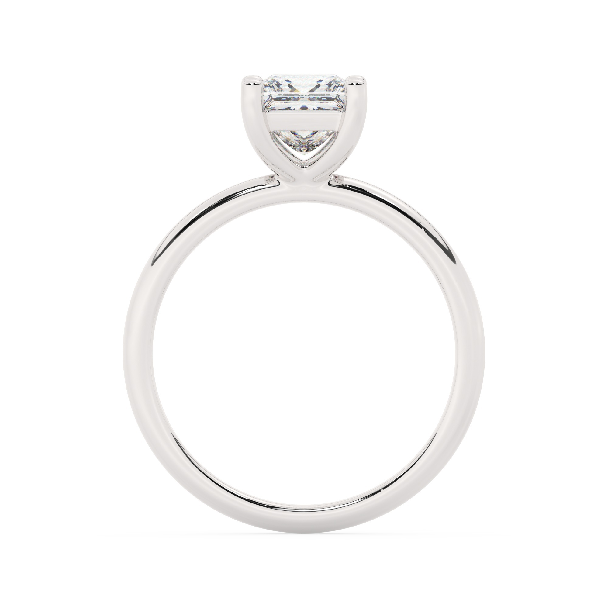 טבעת אירוסין סוליטר דגם 50016 כסף מצופה זהב לבן במרכז יהלום מעבדה במשקל כולל של 1.50 קראט בחיתוך פרינסס עם תעודה גמולוגית אירופאית IGI – תמונה 3