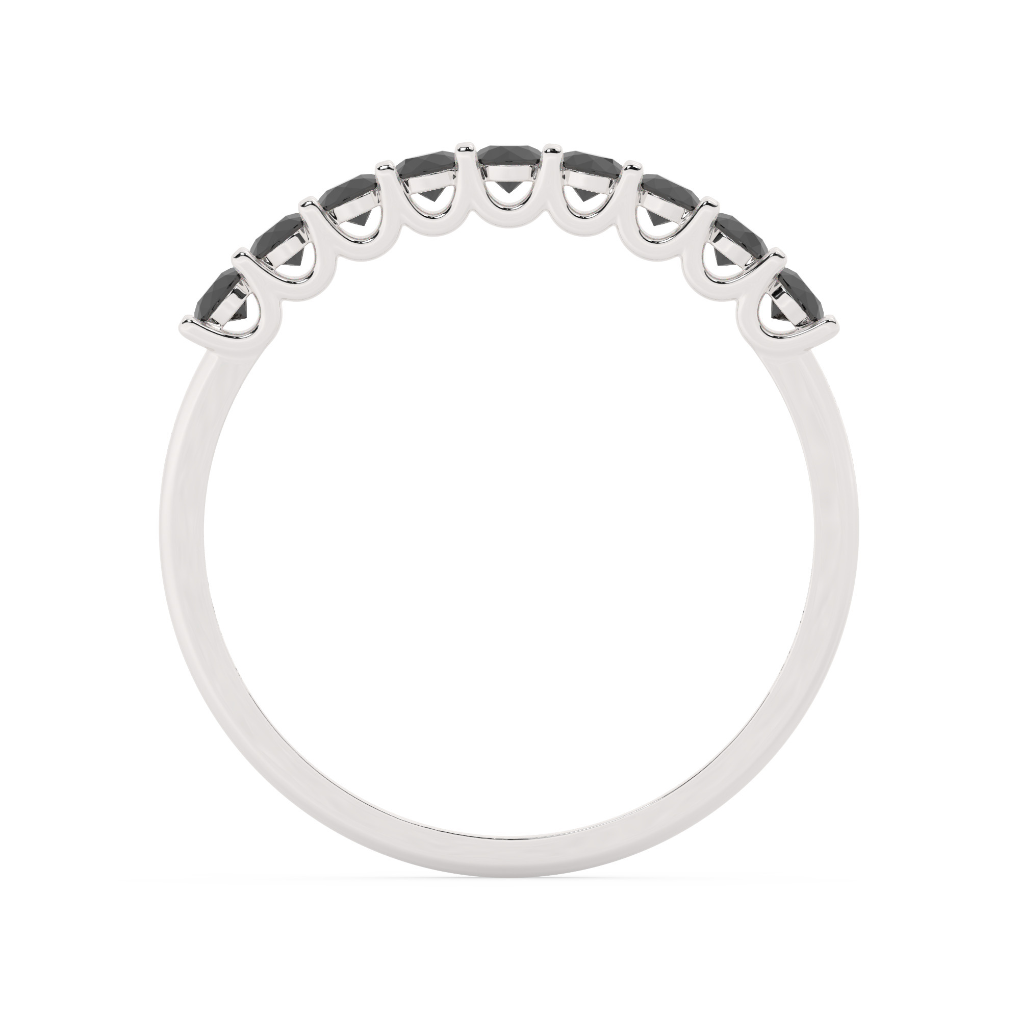 טבעת חצי איטרניטי שיבוץ יו קולקציה 1 דגם 50125B כסף מצופה זהב לבן משובצת זירקונים שחורים – תמונה 3