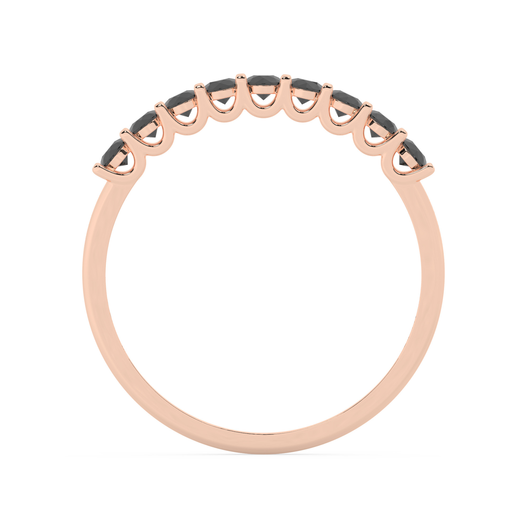 טבעת חצי איטרניטי שיבוץ יו קולקציה 1 דגם 50125B כסף מצופה זהב אדום רוזגולד משובצת יהלומי מעבדה שחורים במשקל כולל של 0.27 קראט עם תעודה גמולוגית – תמונה 3