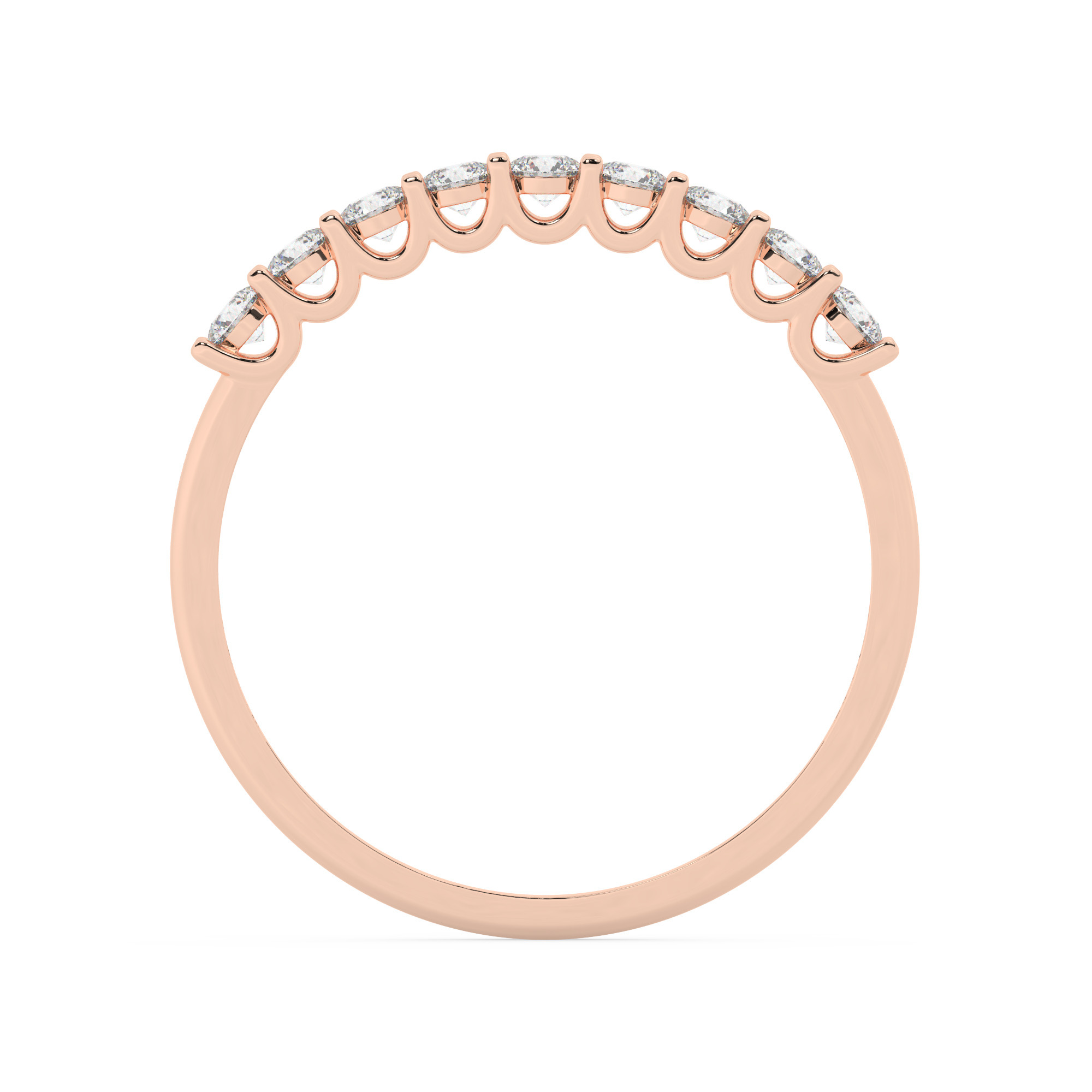 טבעת חצי איטרניטי שיבוץ יו קולקציה 1 דגם 50125W זהב אדום רוזגולד 14 קראט משובצת זירקונים – תמונה 3