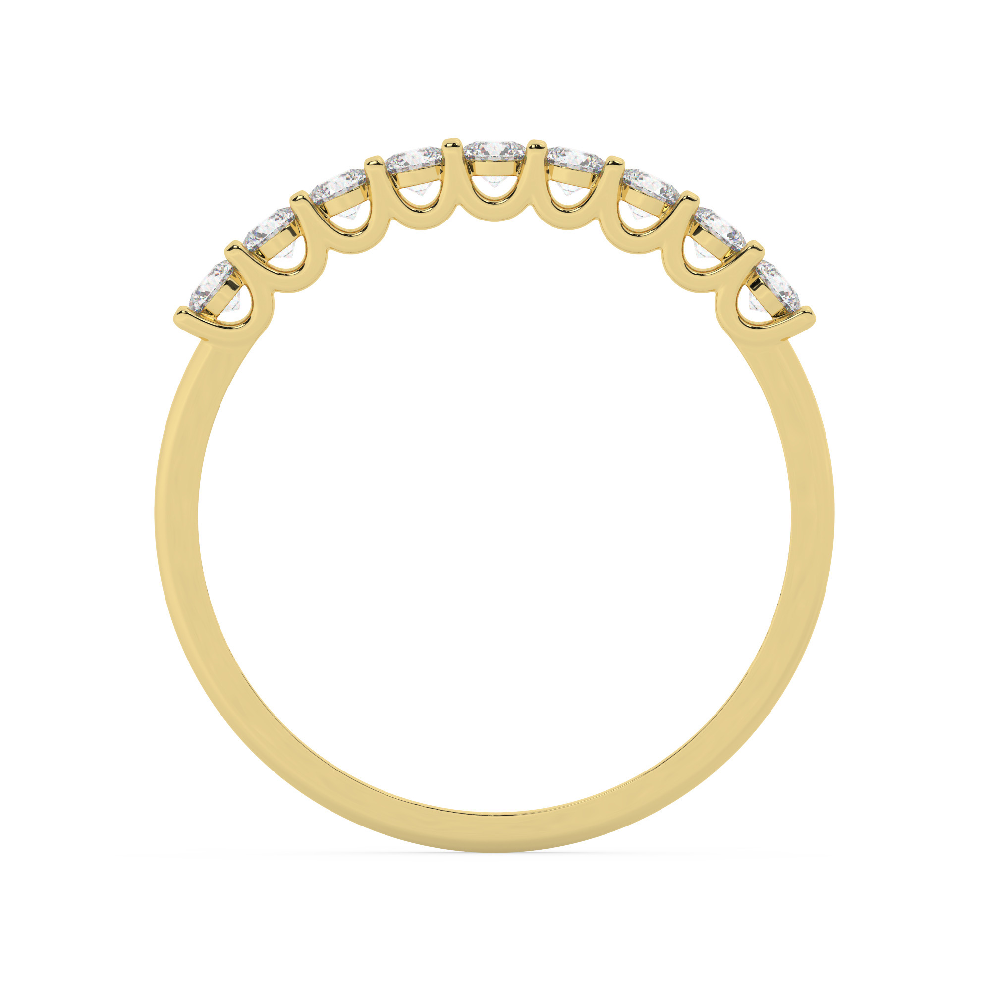 טבעת חצי איטרניטי שיבוץ יו קולקציה 1 דגם 50125W כסף מצופה זהב צהוב משובצת יהלומי מעבדה במשקל כולל של 0.27 קראט עם תעודה גמולוגית – תמונה 3