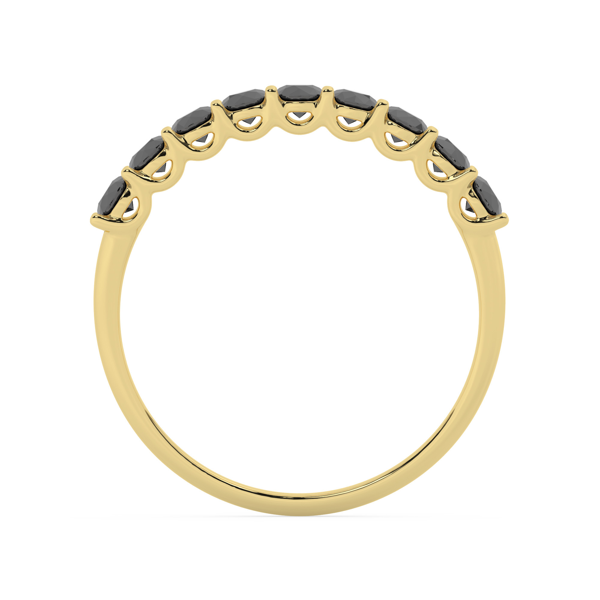 טבעת חצי איטרניטי שיבוץ יו קולקציה 2 דגם 50126B כסף מצופה זהב צהוב משובצת יהלומי מעבדה שחורים במשקל כולל של 0.50 קראט עם תעודה גמולוגית – תמונה 3