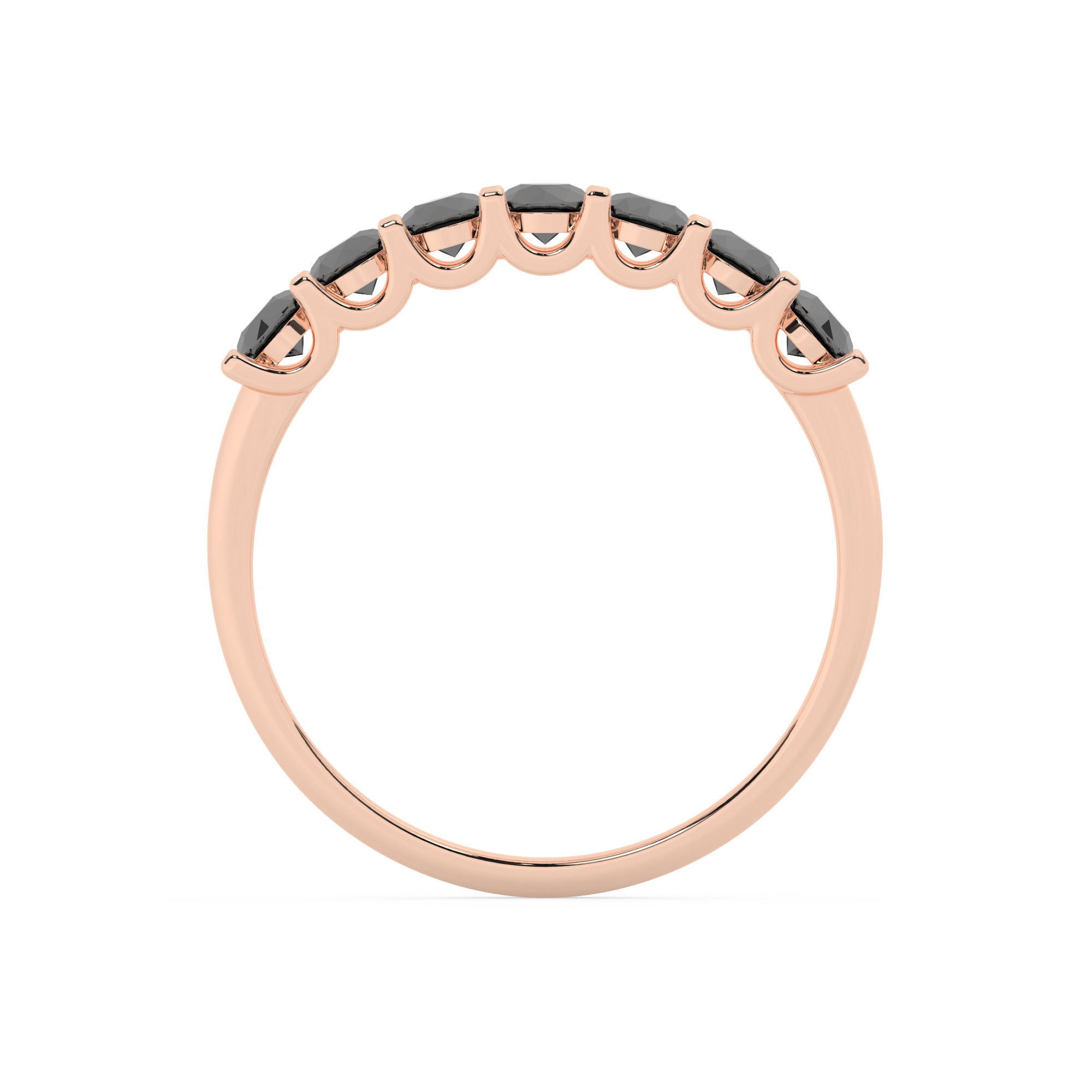 טבעת חצי איטרניטי שיבוץ יו קולקציה 3 דגם 50127B זהב אדום רוזגולד 14 קראט משובצת זירקונים שחורים – תמונה 3