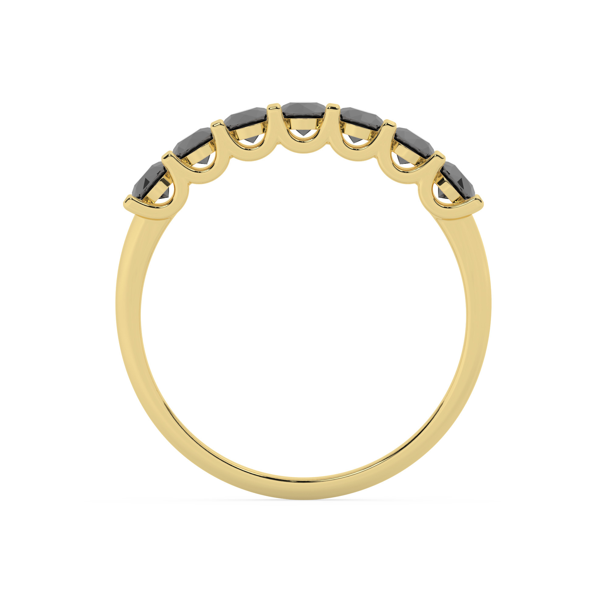 טבעת חצי איטרניטי שיבוץ יו קולקציה 3 דגם 50127B כסף מצופה זהב צהוב משובצת זירקונים שחורים – תמונה 3