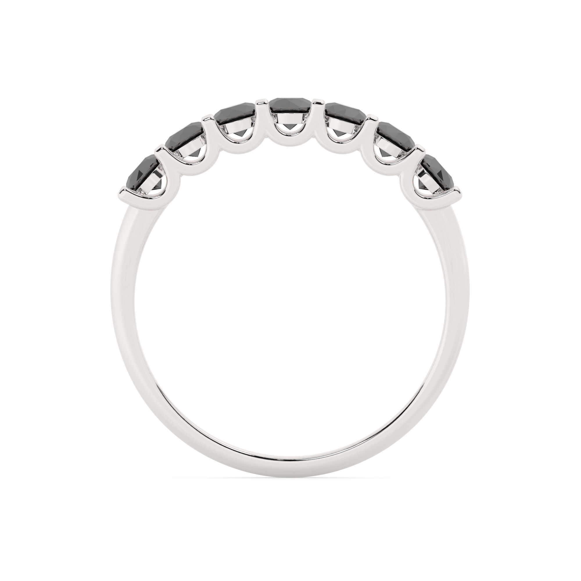 טבעת חצי איטרניטי שיבוץ יו קולקציה 3 דגם 50127B זהב לבן 14 קראט משובצת זירקונים שחורים – תמונה 3