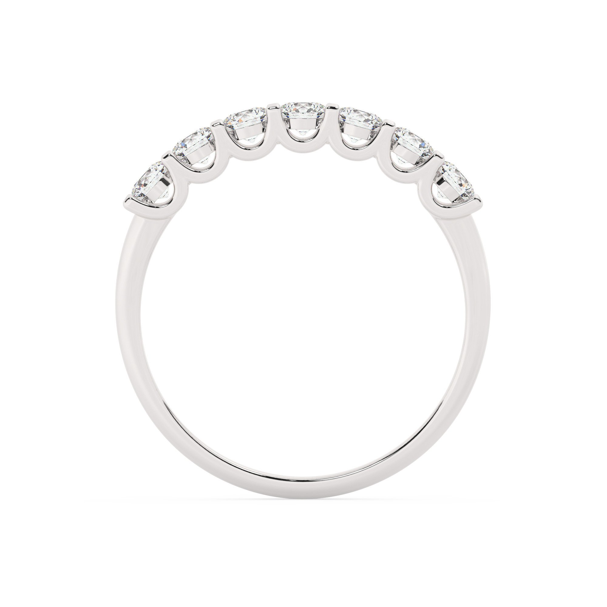 טבעת חצי איטרניטי שיבוץ יו קולקציה 3 דגם 50127W כסף מצופה זהב לבן משובצת אבני מעבדה מוסונייט במשקל כולל של 0.60 קראט עם תעודה גמולוגית – תמונה 3