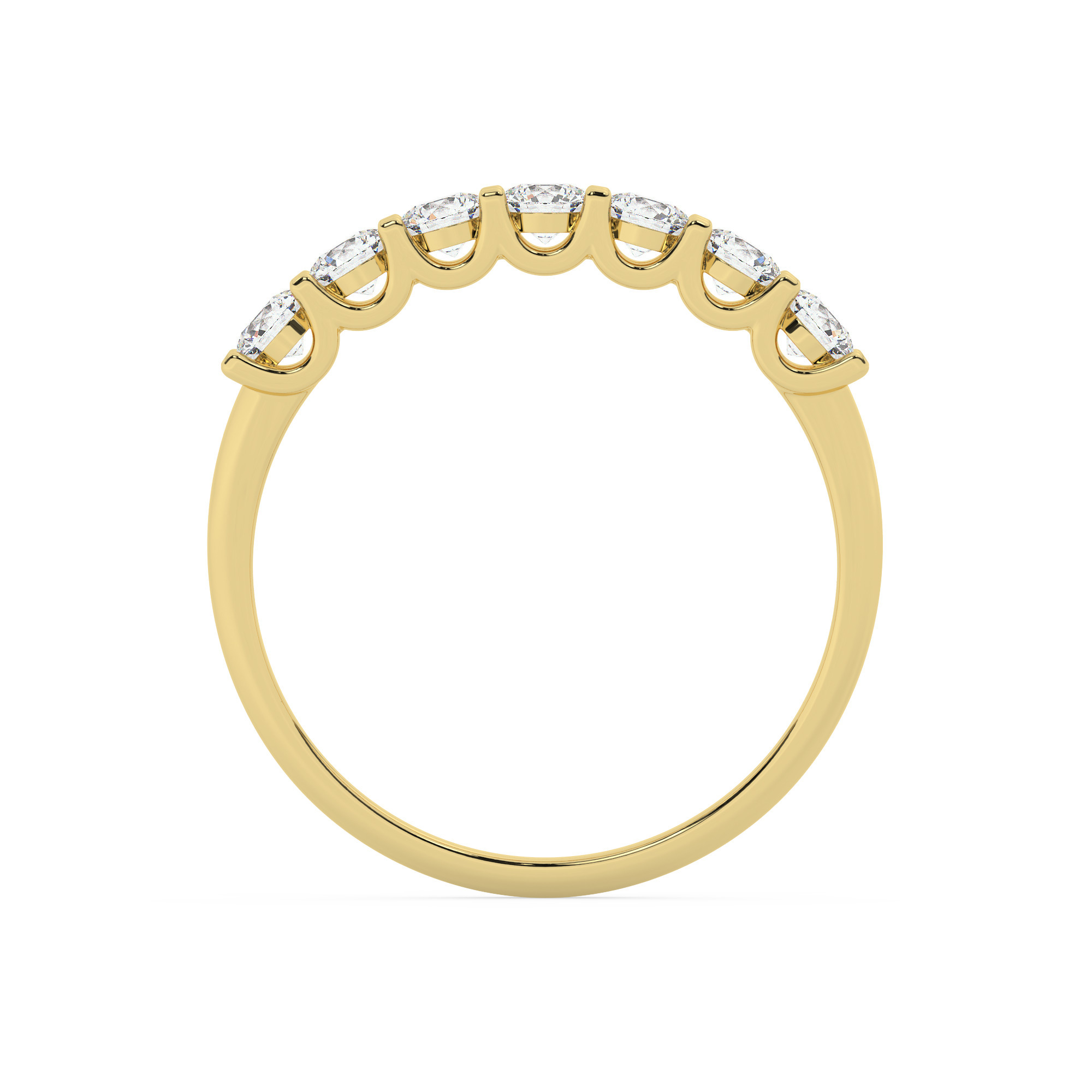 טבעת חצי איטרניטי שיבוץ יו קולקציה 3 דגם 50127W כסף מצופה זהב צהוב משובצת יהלומי מעבדה במשקל כולל של 0.60 קראט עם תעודה גמולוגית – תמונה 3