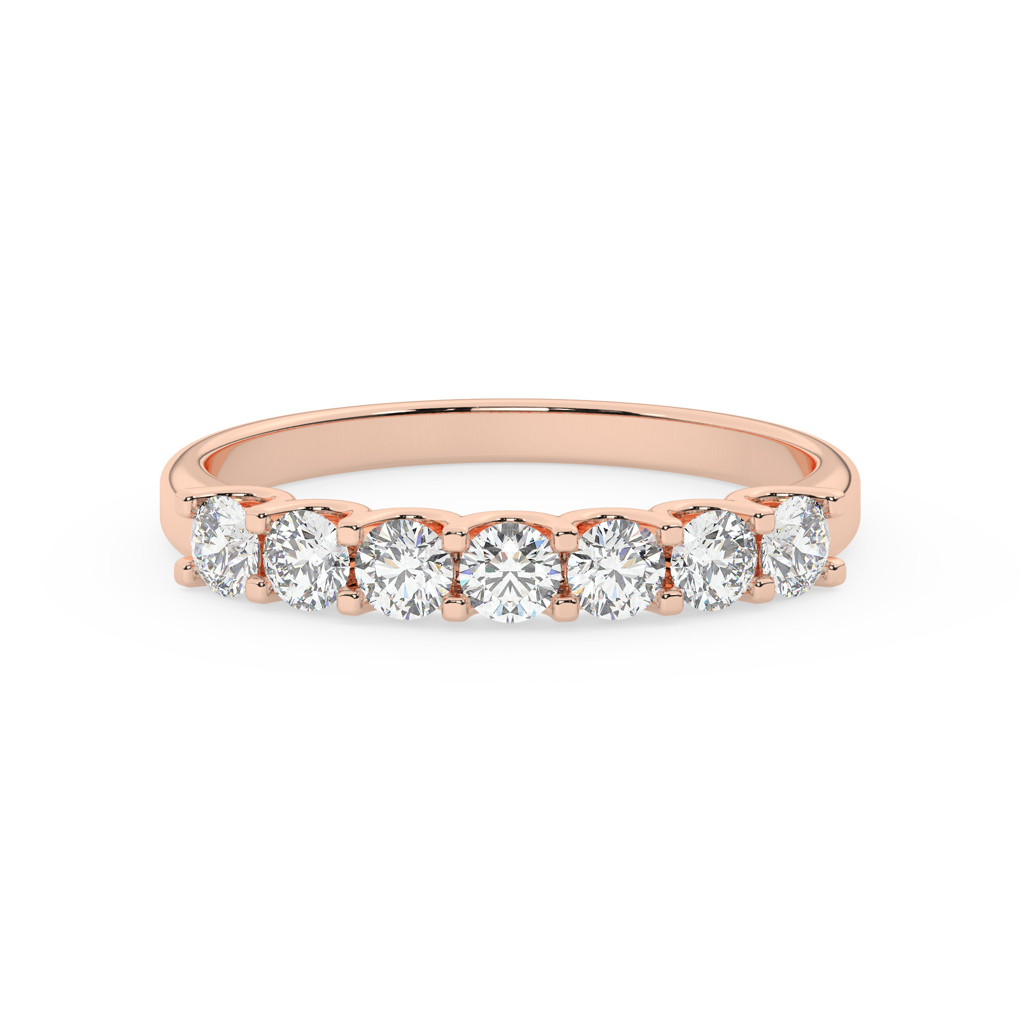 טבעת חצי איטרניטי שיבוץ יו קולקציה 3 דגם 50127W כסף מצופה זהב אדום רוזגולד משובצת יהלומי מעבדה במשקל כולל של 0.60 קראט עם תעודה גמולוגית – תמונה 2