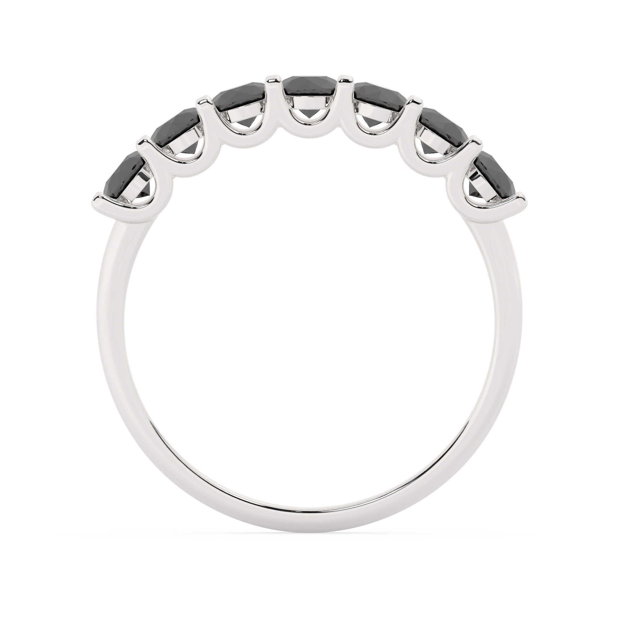 טבעת חצי איטרניטי שיבוץ יו קולקציה 4 דגם 50128B כסף מצופה זהב לבן משובצת אבני מעבדה מוסונייט שחורות במשקל כולל של 0.70 קראט עם תעודה גמולוגית – תמונה 3