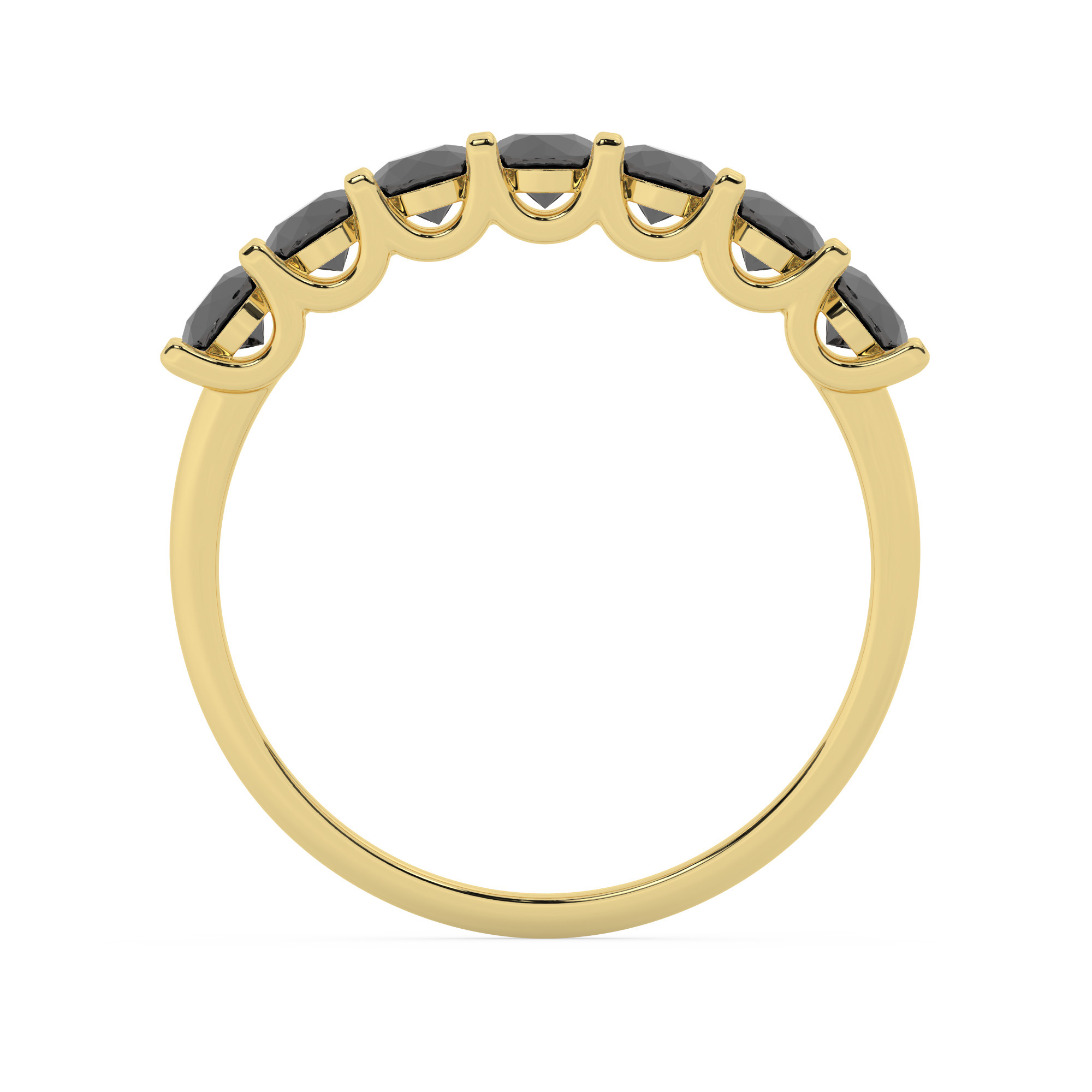 טבעת חצי איטרניטי שיבוץ יו קולקציה 4 דגם 50128B כסף מצופה זהב צהוב משובצת אבני מעבדה מוסונייט שחורות במשקל כולל של 0.70 קראט עם תעודה גמולוגית – תמונה 3