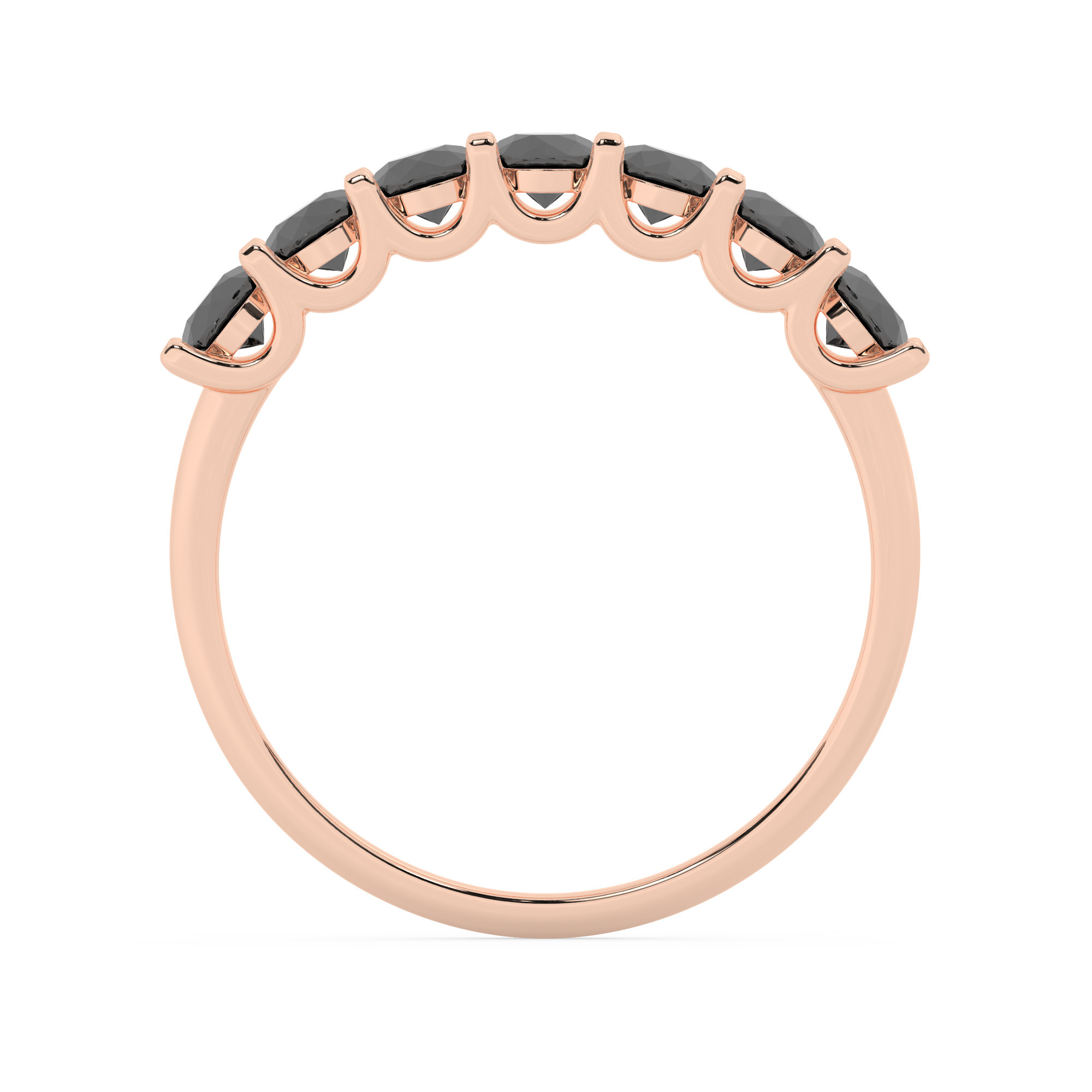 טבעת חצי איטרניטי שיבוץ יו קולקציה 4 דגם 50128B כסף מצופה זהב אדום רוזגולד משובצת אבני מעבדה מוסונייט שחורות במשקל כולל של 0.70 קראט עם תעודה גמולוגית – תמונה 3