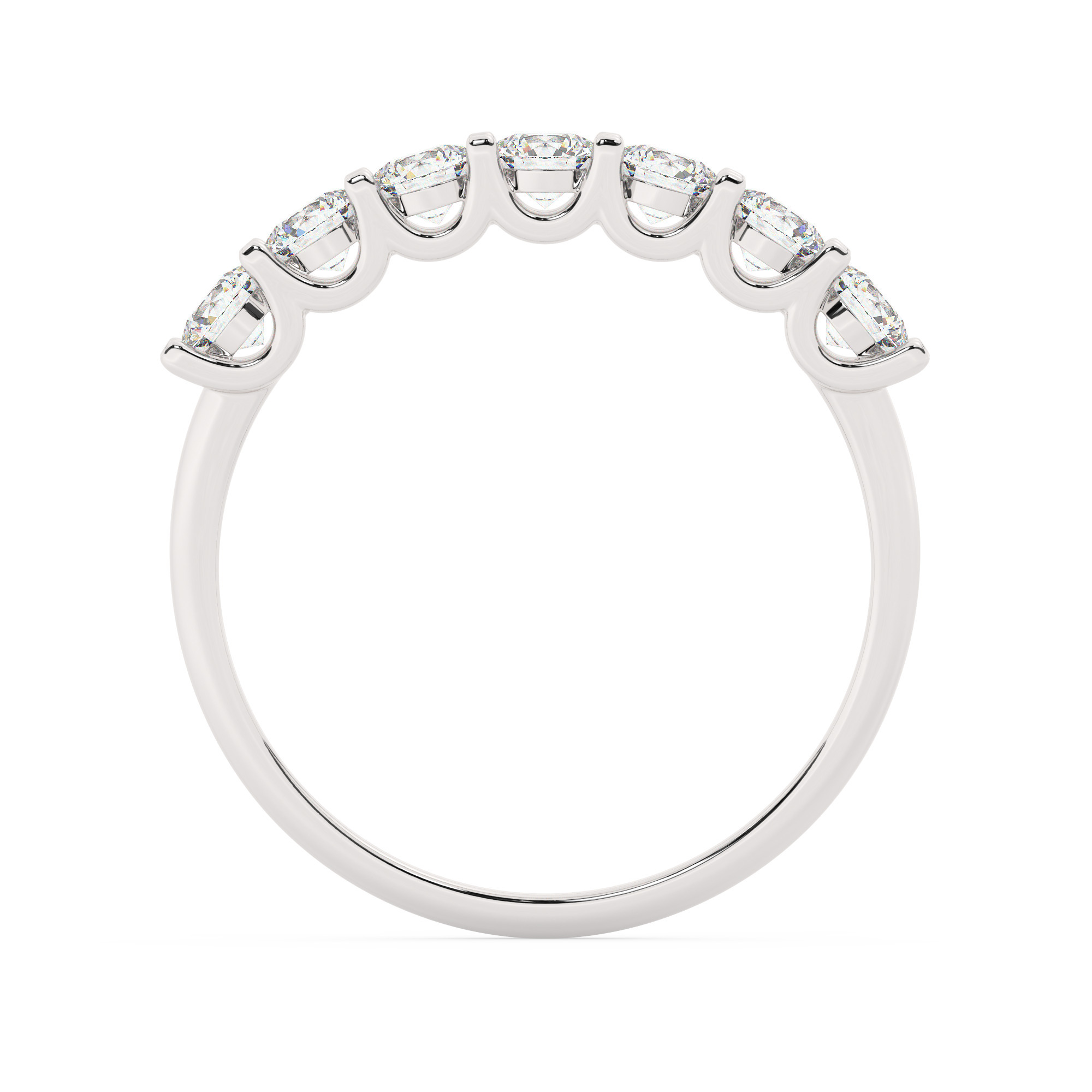 טבעת חצי איטרניטי שיבוץ יו קולקציה 4 דגם 50128W כסף מצופה זהב לבן משובצת אבני מעבדה מוסונייט במשקל כולל של 0.70 קראט עם תעודה גמולוגית – תמונה 3