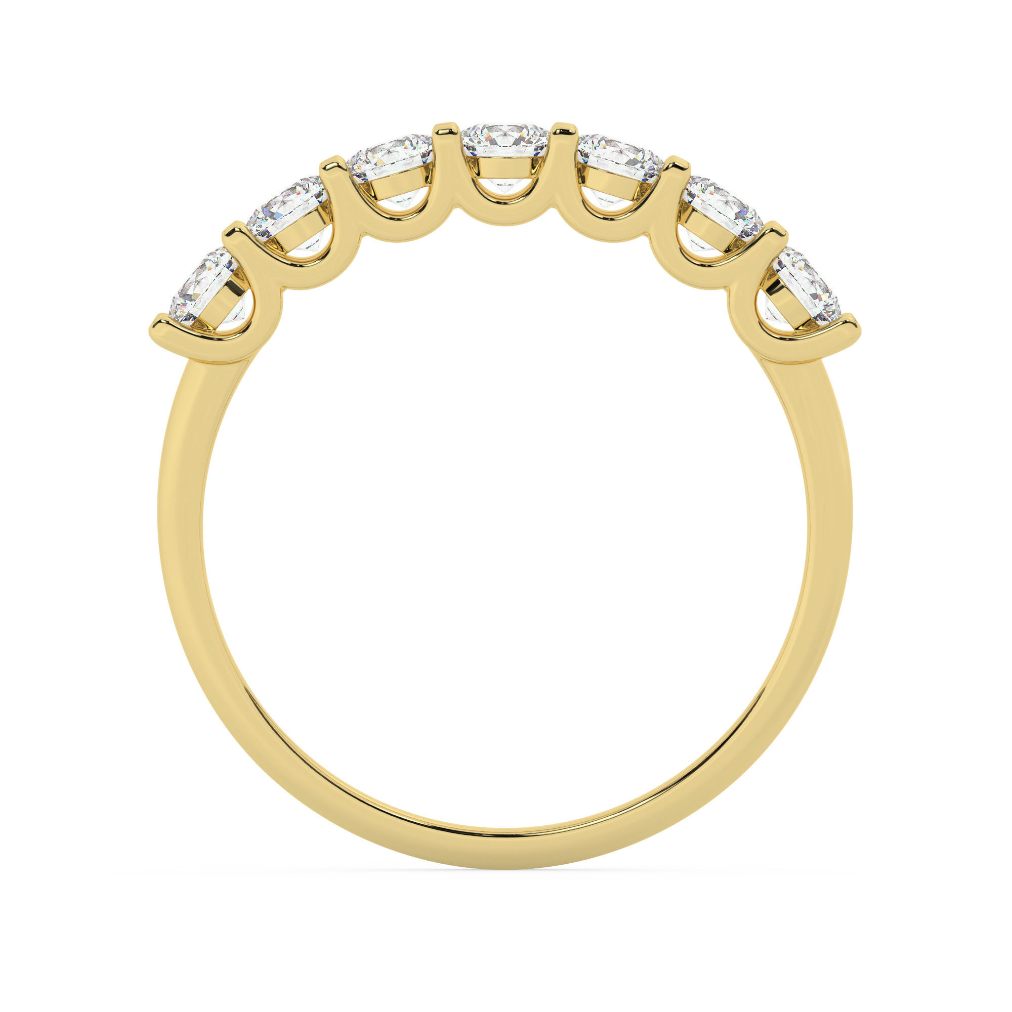 טבעת חצי איטרניטי שיבוץ יו קולקציה 4 דגם 50128W כסף מצופה זהב צהוב משובצת אבני מעבדה מוסונייט במשקל כולל של 0.70 קראט עם תעודה גמולוגית – תמונה 3