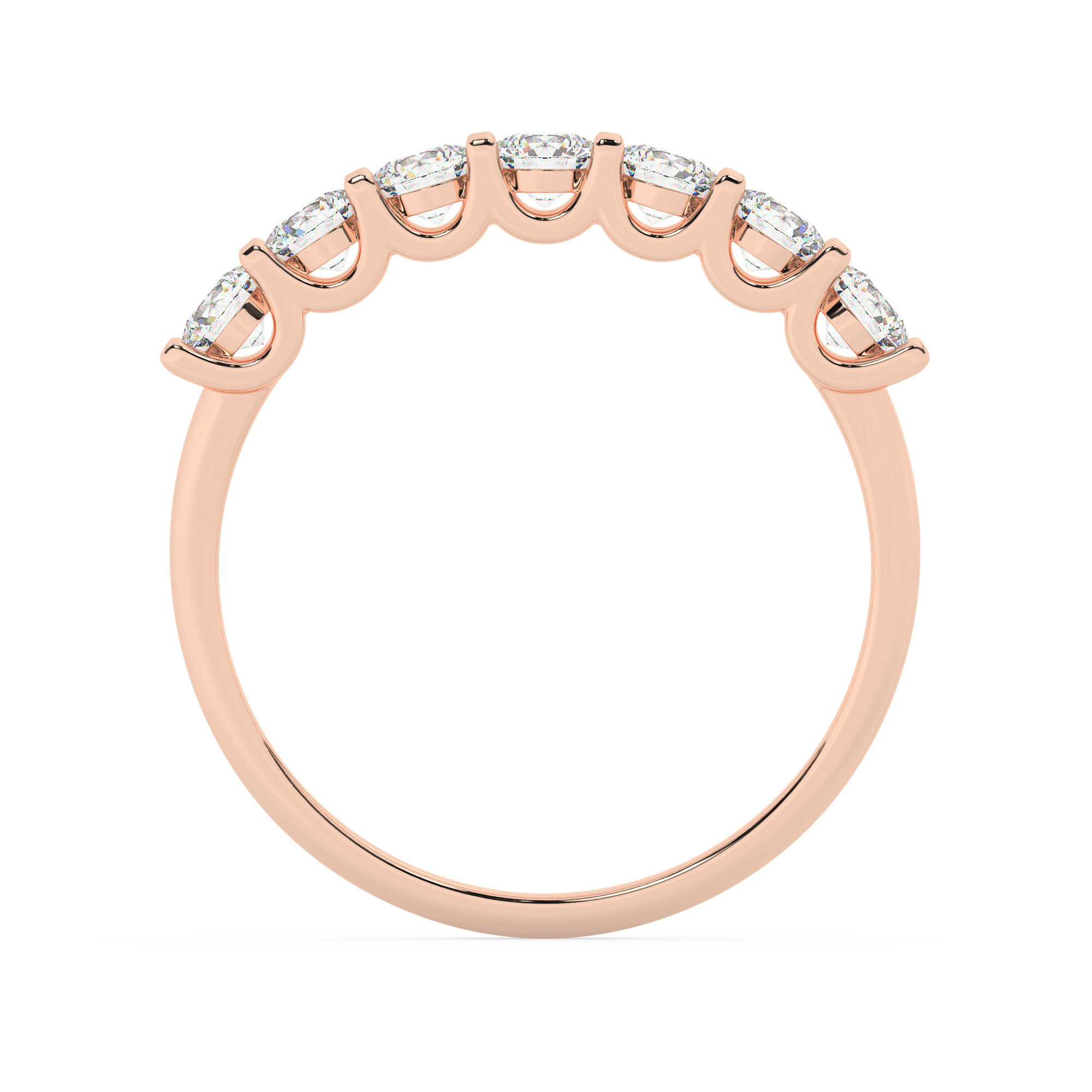 טבעת חצי איטרניטי שיבוץ יו קולקציה 4 דגם 50128W כסף מצופה זהב אדום רוזגולד משובצת אבני מעבדה מוסונייט במשקל כולל של 0.70 קראט עם תעודה גמולוגית – תמונה 3